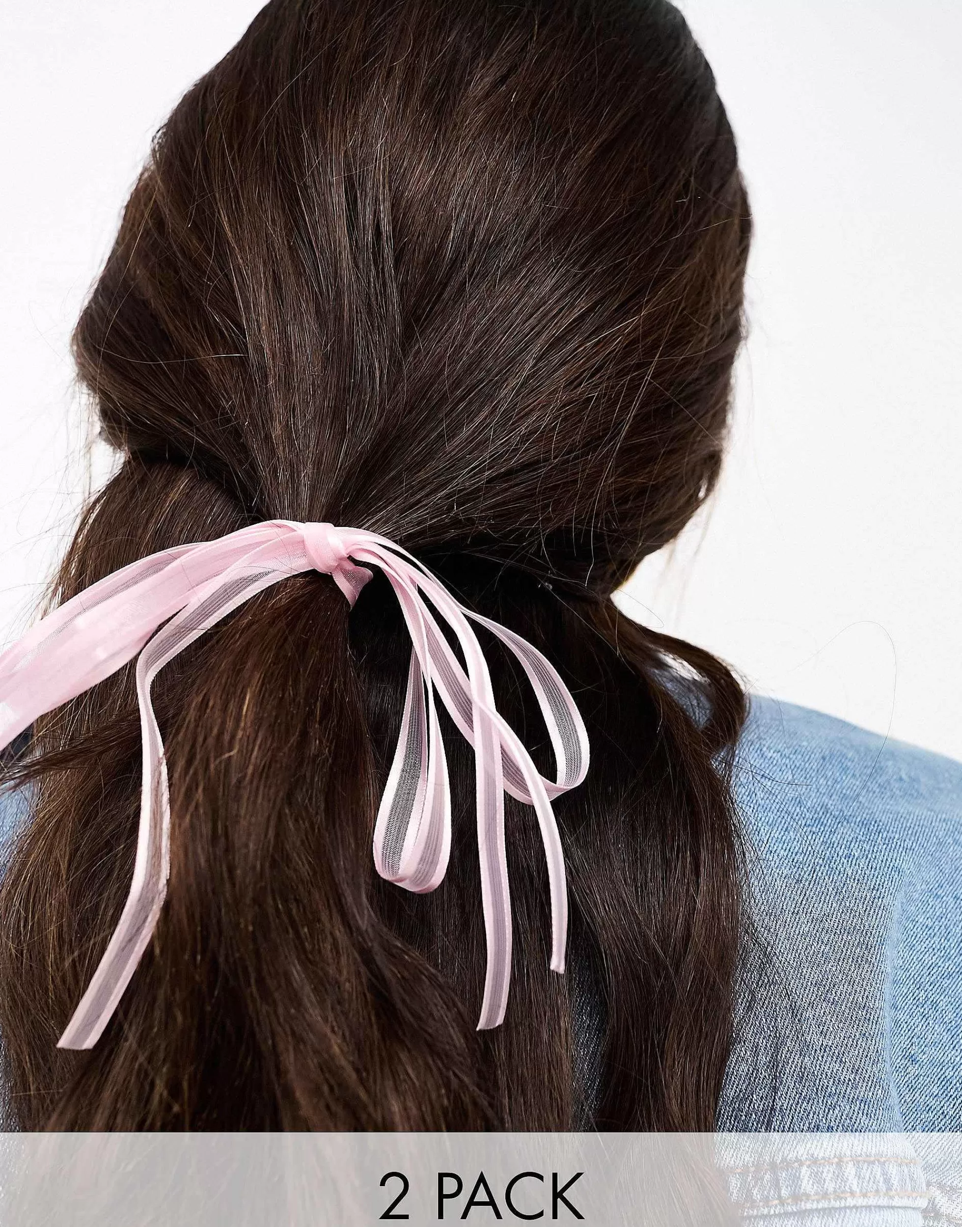 Women DesignB London Pack Of 2 Organza Mini Hair Ribbons In