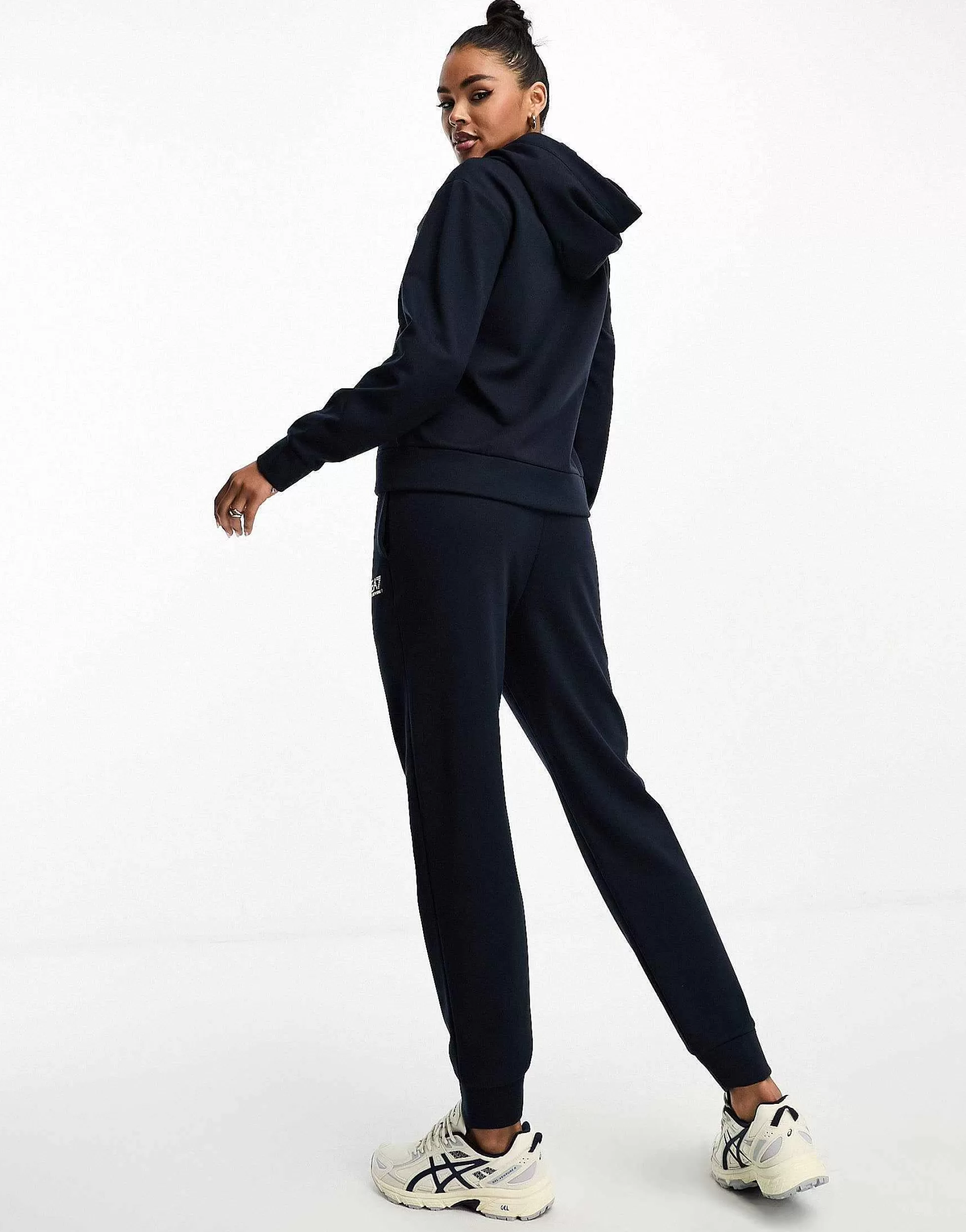 Women EA7 Zip Thru Hoodie And Joggers Tracksuit In