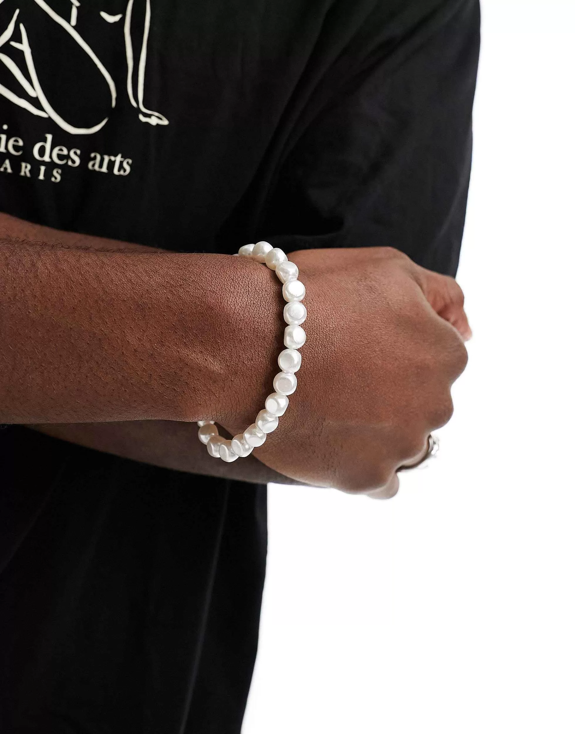 Men FADED FUTURE Elasticated Bracelet In White