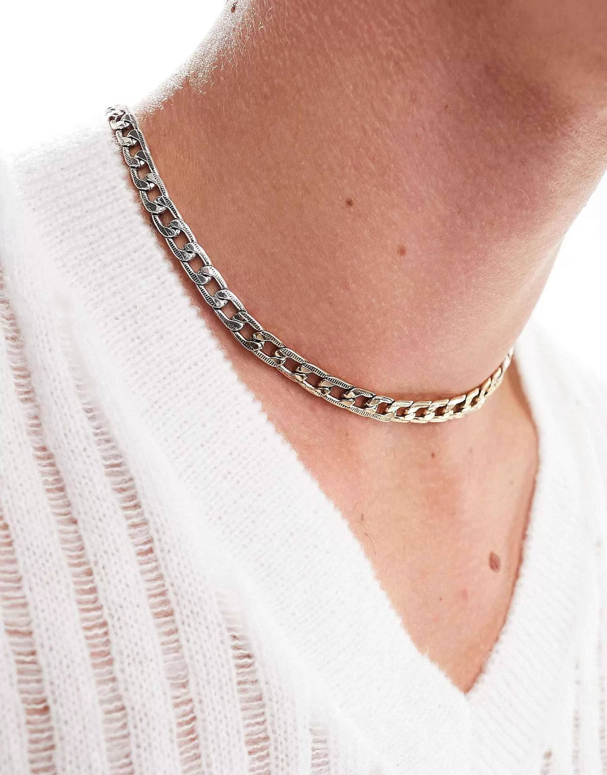 Men FADED FUTURE Two Tone Antique Chain Necklace In
