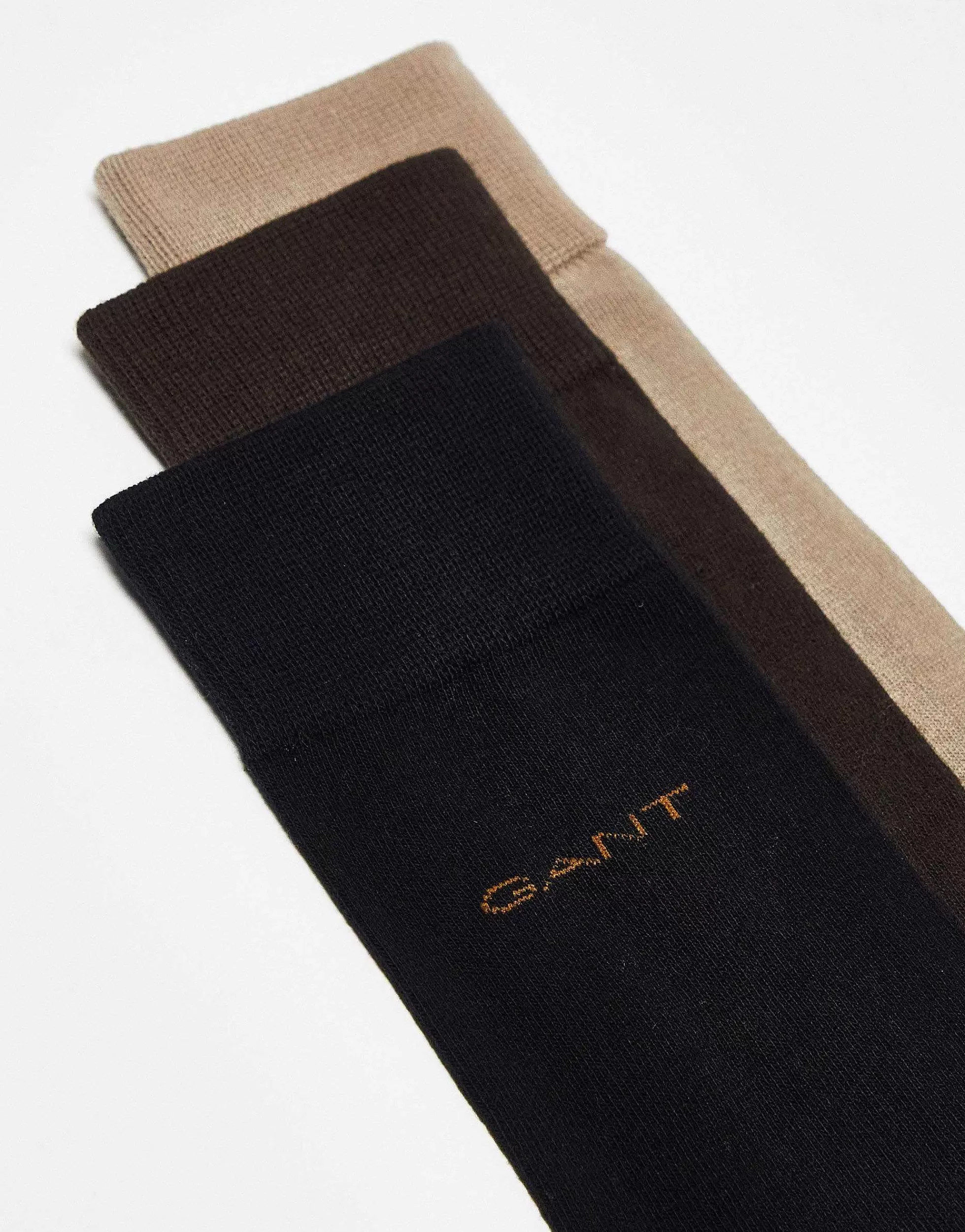 Men Gant 3 Pack Socks With Logo In Brown, Tan
