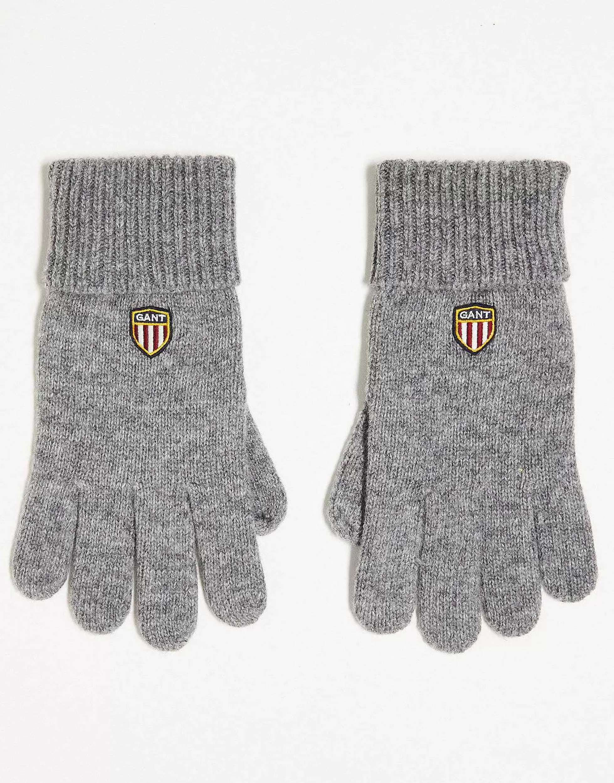 Men Gant Wool Gloves In Grey With Shield Logo