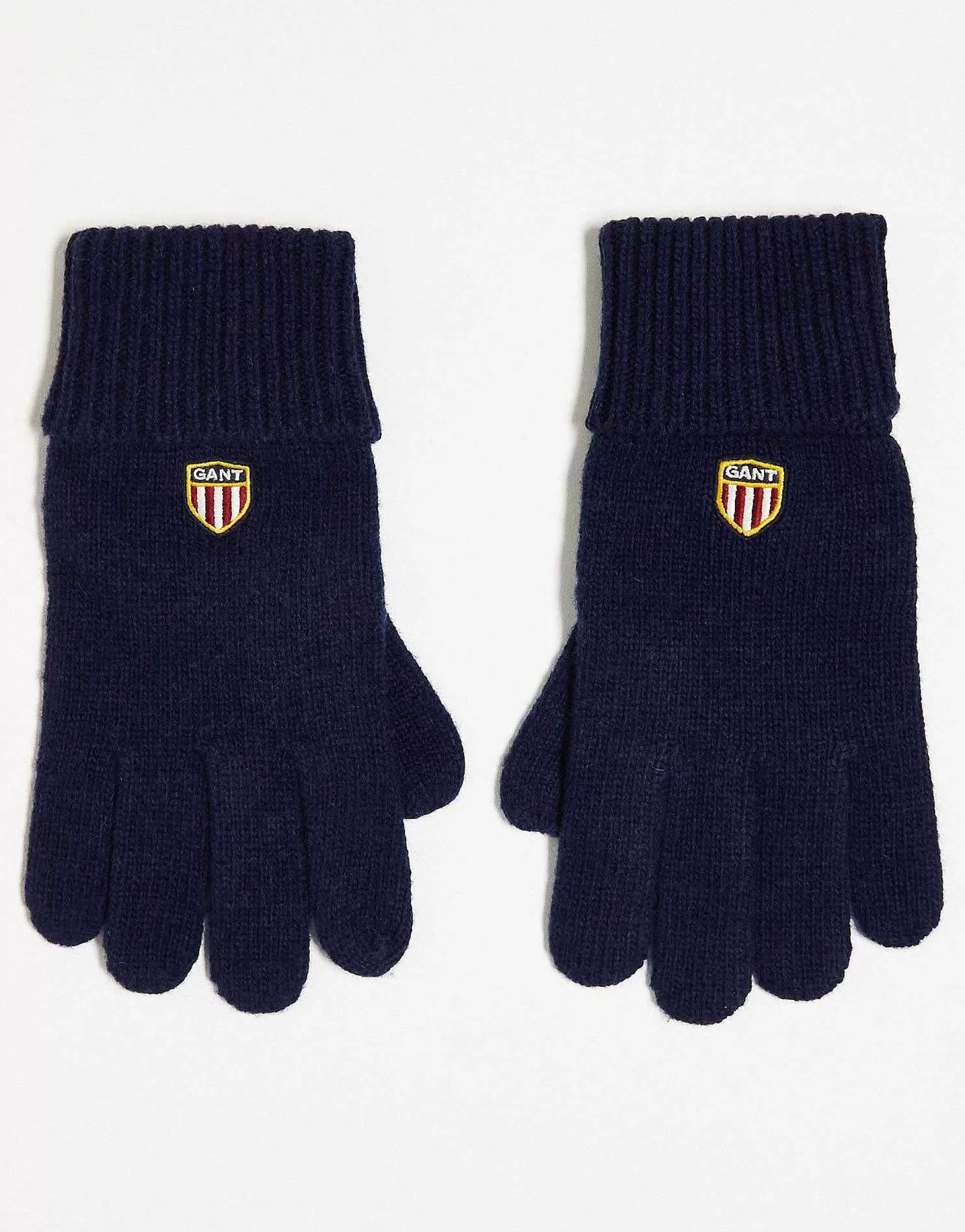 Men Gant Wool Gloves In Navy With Shield Logo