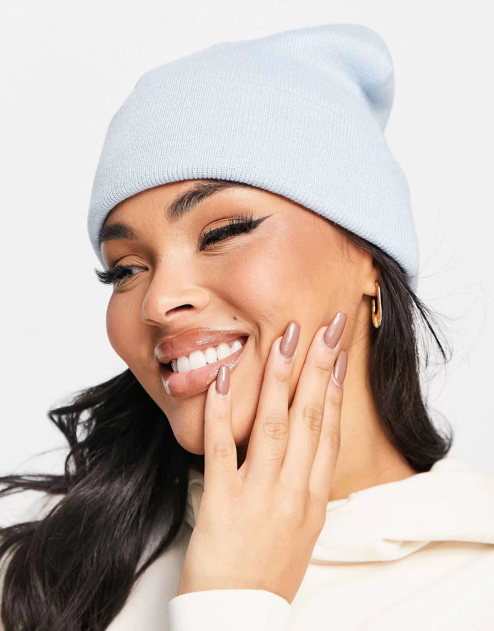 Women Glamorous Exclusive Ribbed Turn Up Beanie In