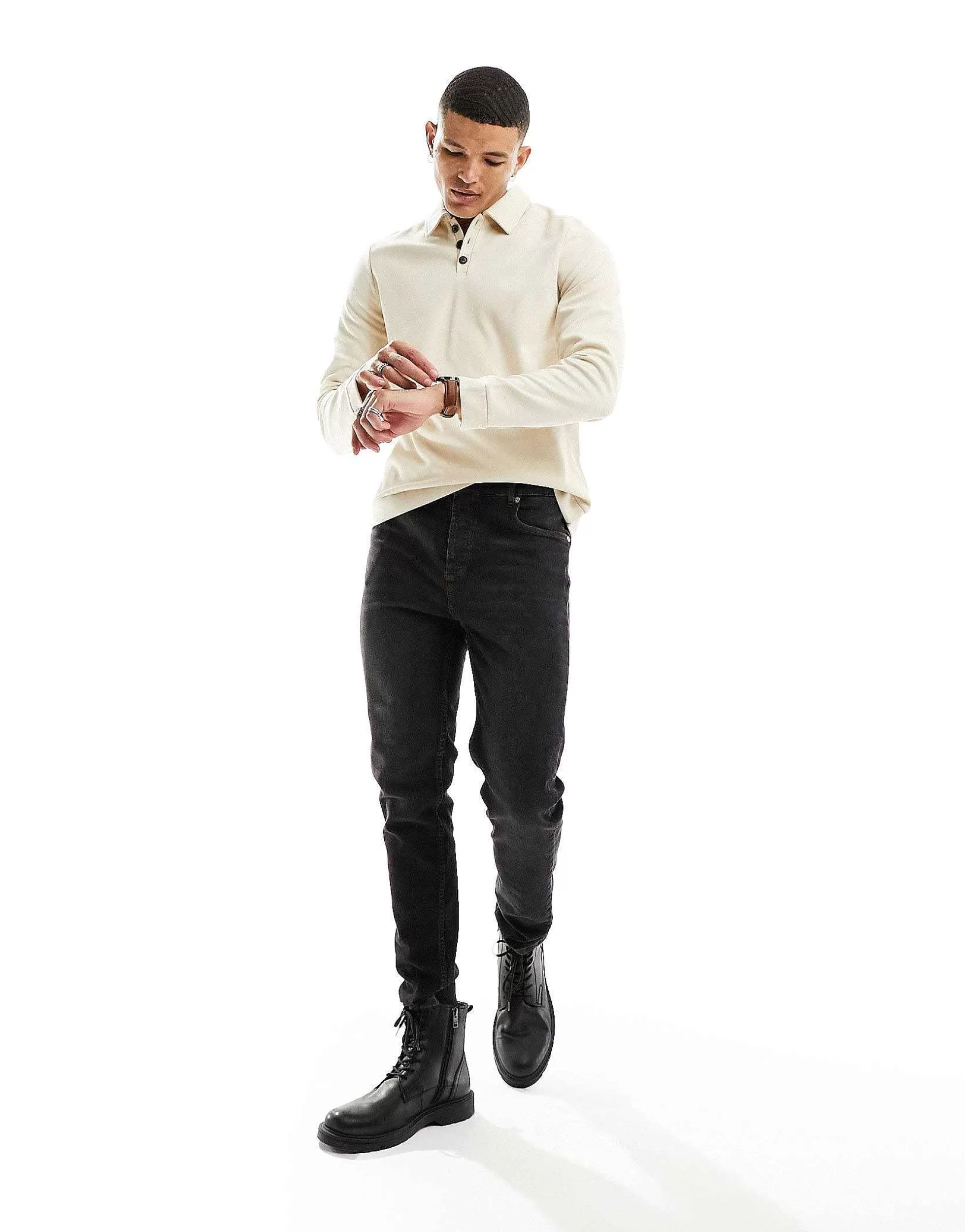 Men Harry Brown Mock Neck Polo Top In