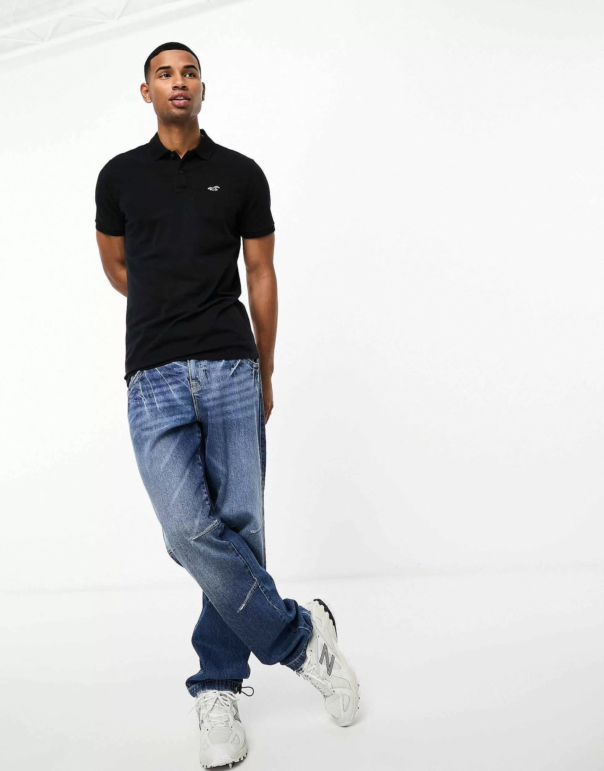 Men Hollister Icon Logo Pique Polo In