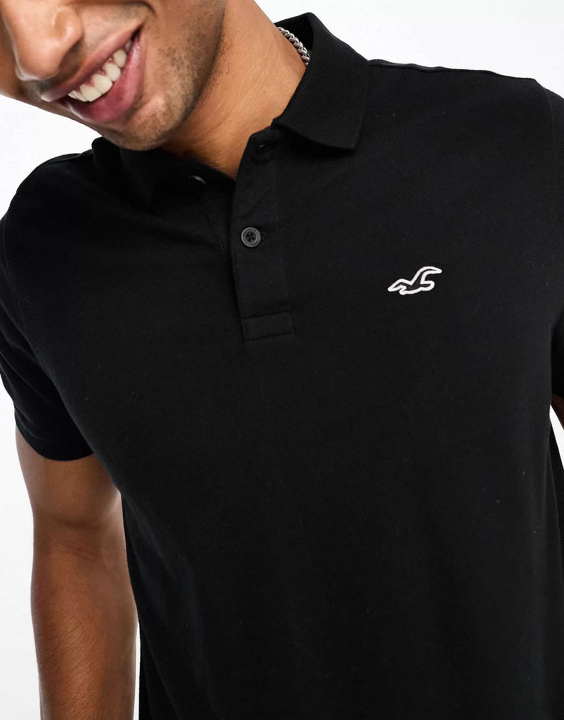 Men Hollister Icon Logo Pique Polo In