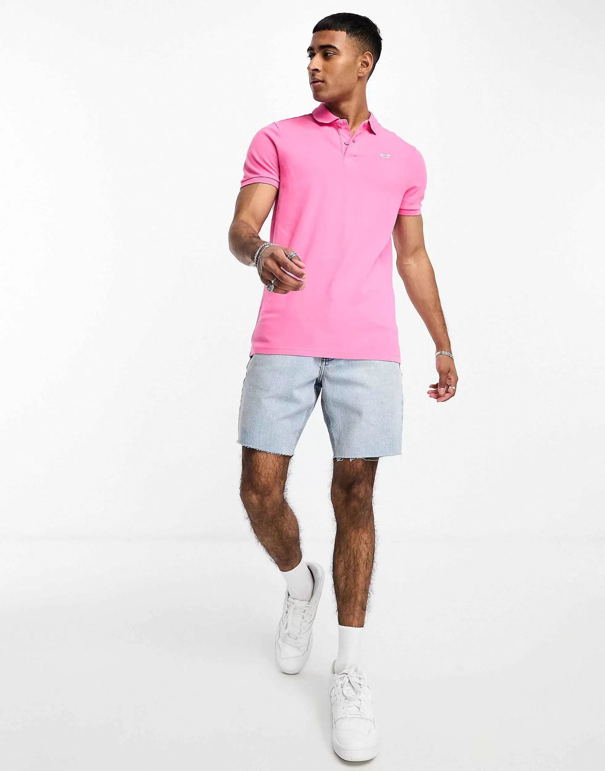 Men Hollister Icon Logo Pique Polo In