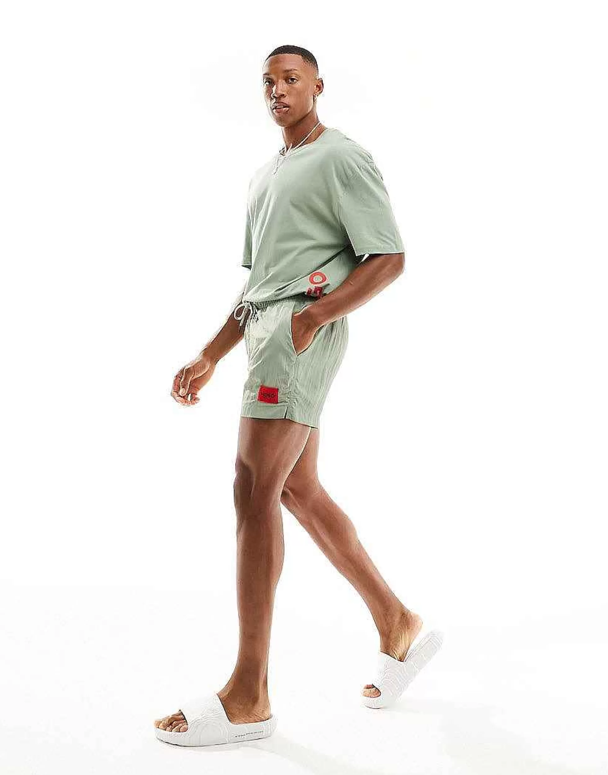 Men HUGO Bodywear Hugo Beach Co-Ord In Pastel Green