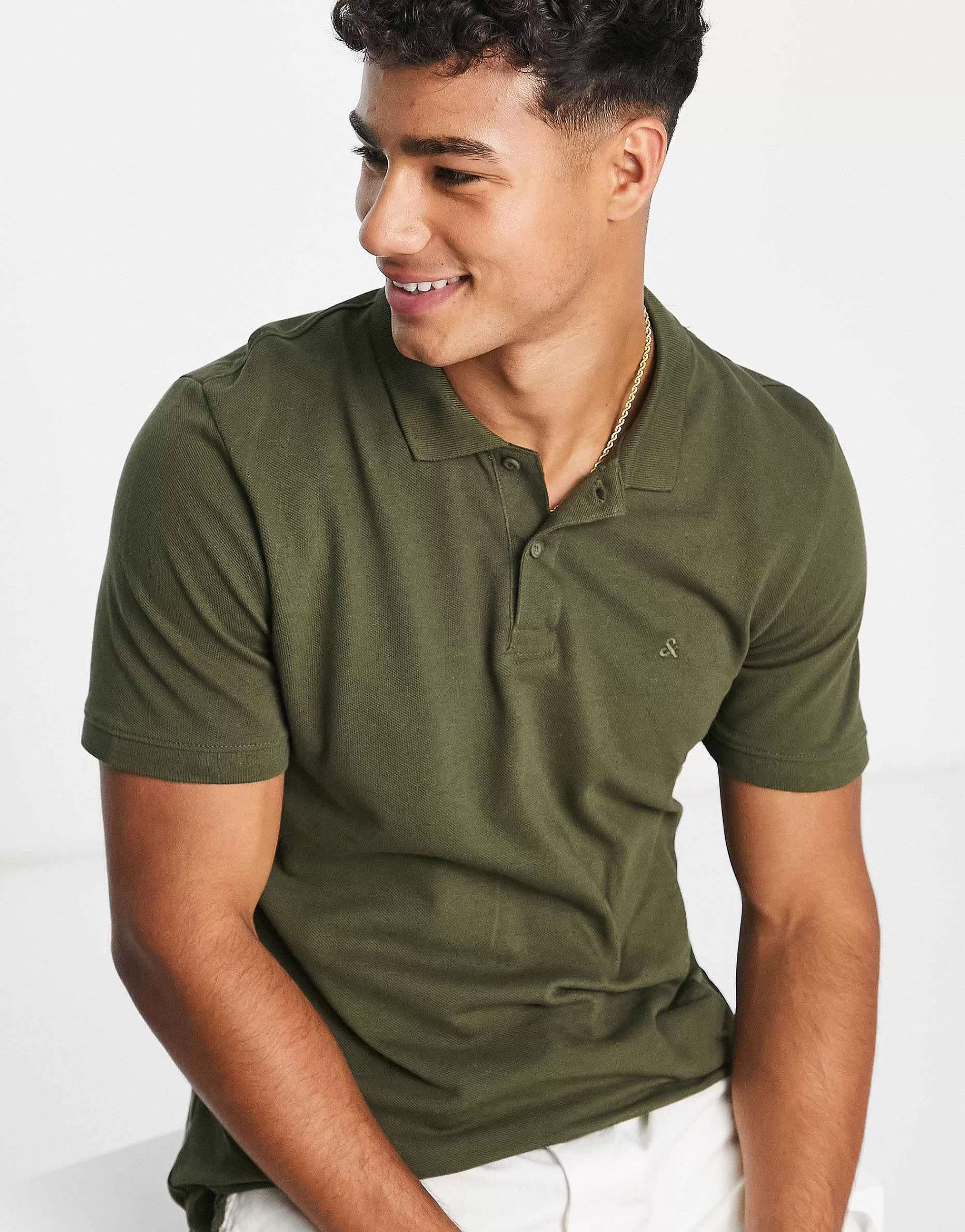 Men Jack & Jones Essentials Slim Fit Pique Logo Polo In Green