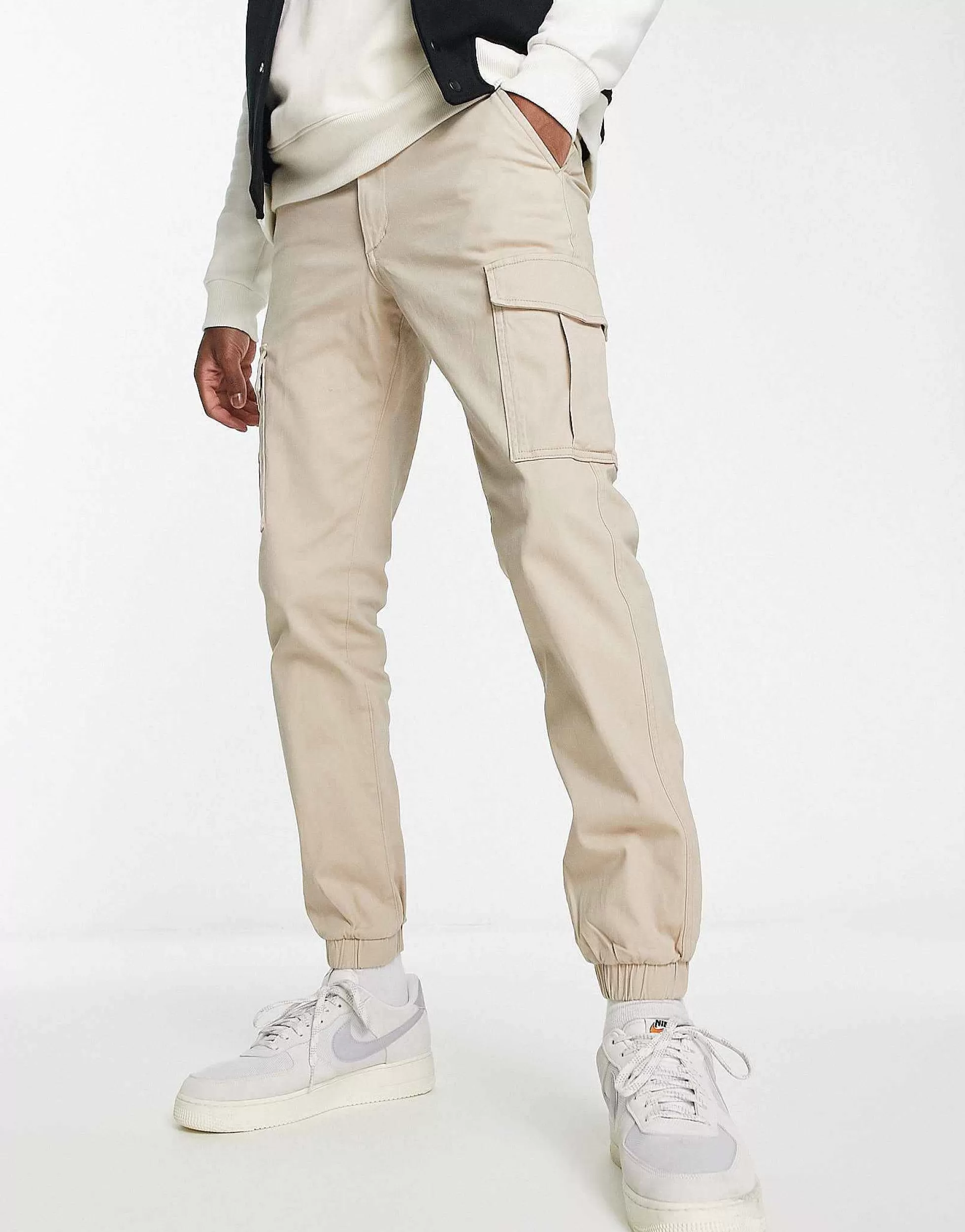 Men Jack & Jones Intelligence Cuffed Cargo Trouser In Beige