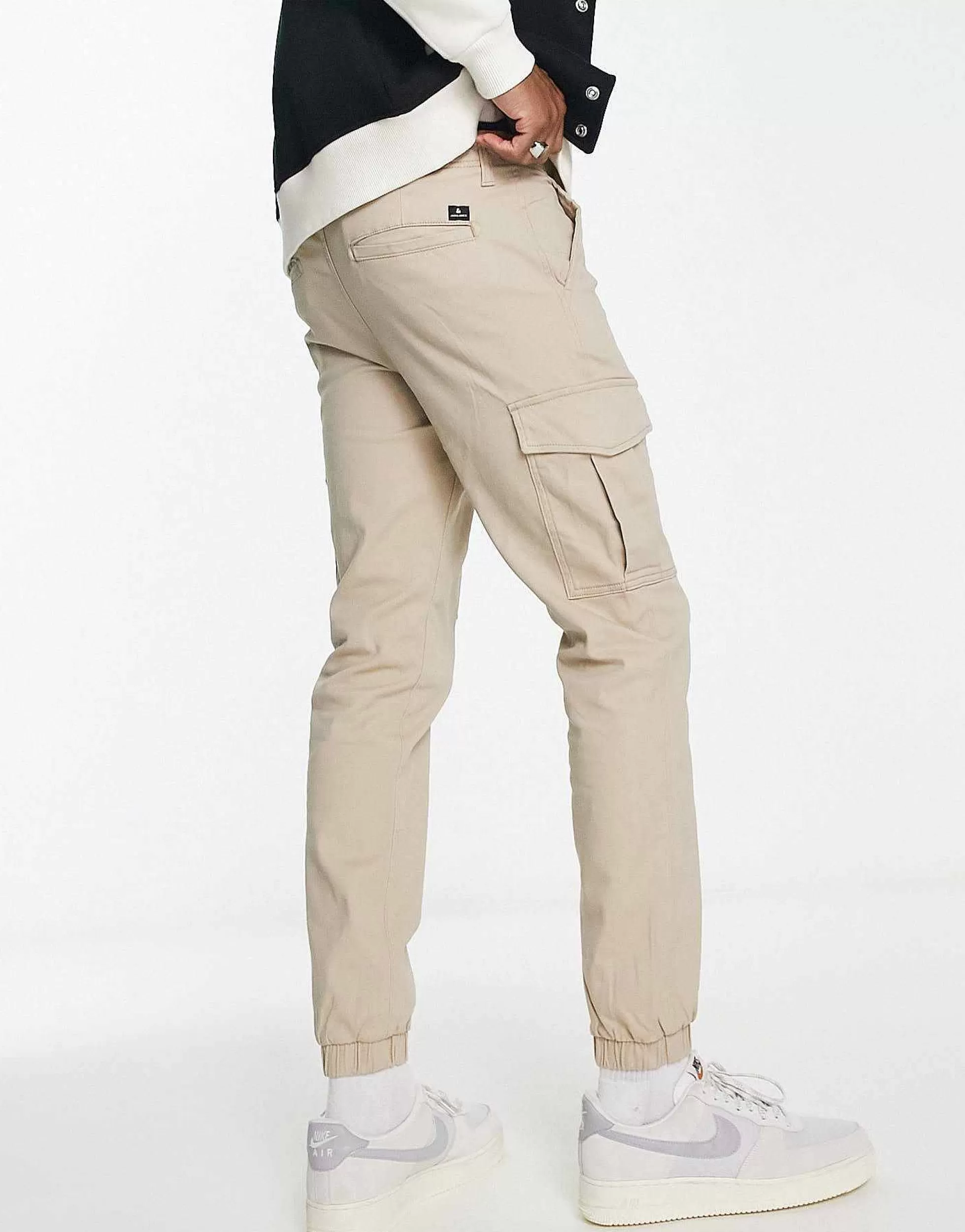 Men Jack & Jones Intelligence Cuffed Cargo Trouser In Beige
