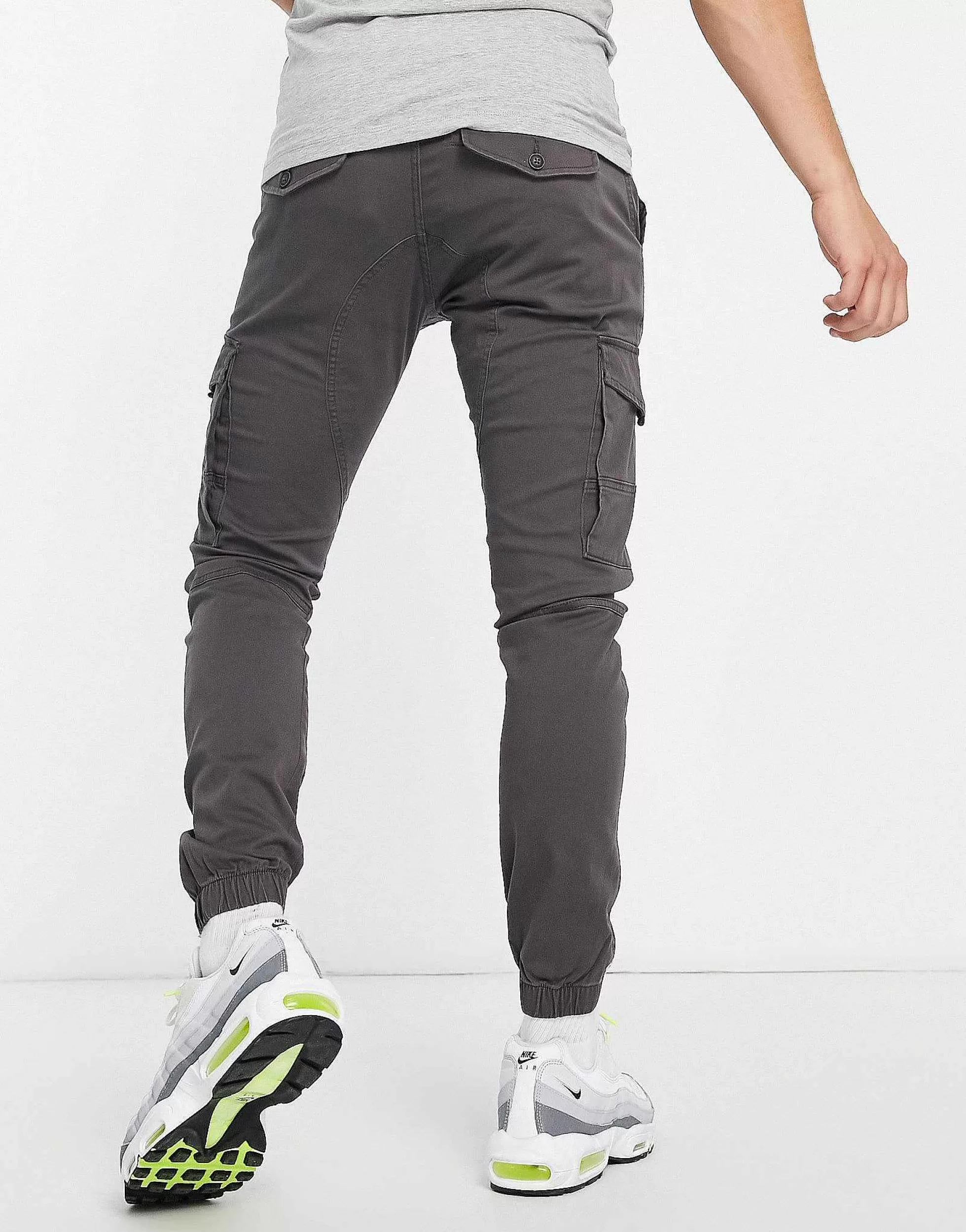 Men Jack & Jones Intelligence Cuffed Cargo Trouser In Grey