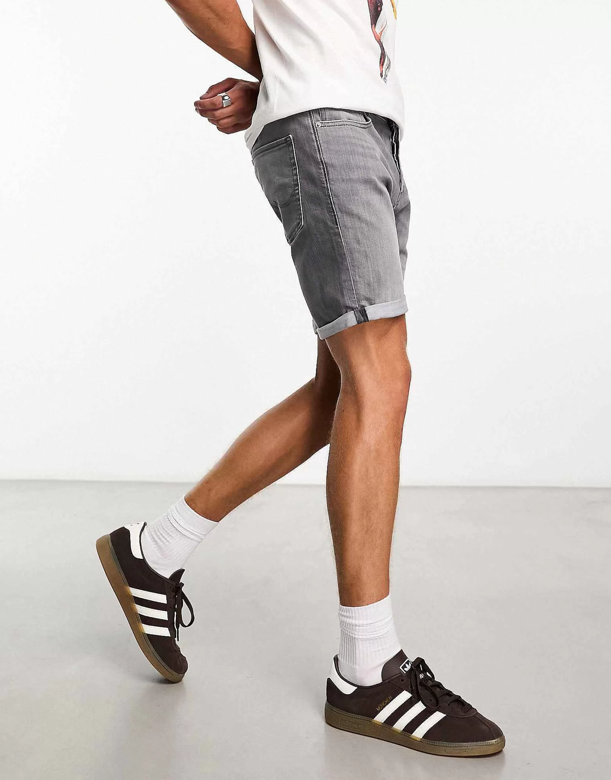 Men Jack & Jones Intelligence Denim Shorts In Slim Fit In Grey