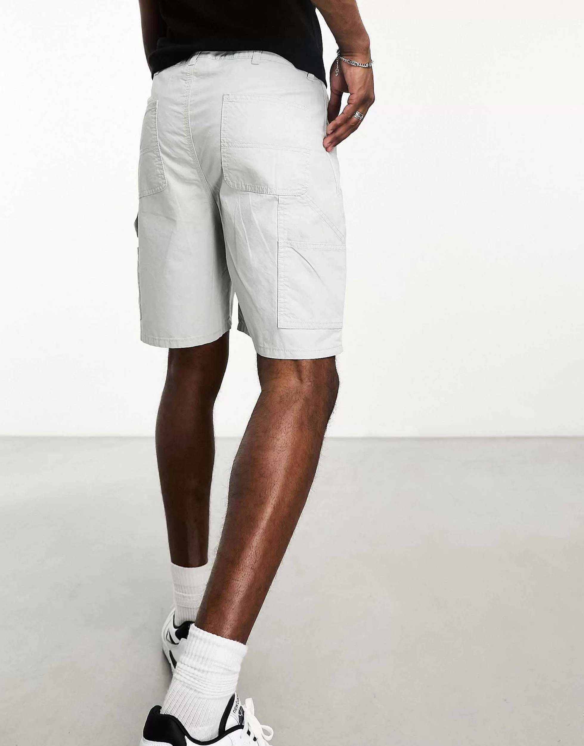 Men Jack & Jones Intelligence Loose Fit Worker Carpenter Short In Grey