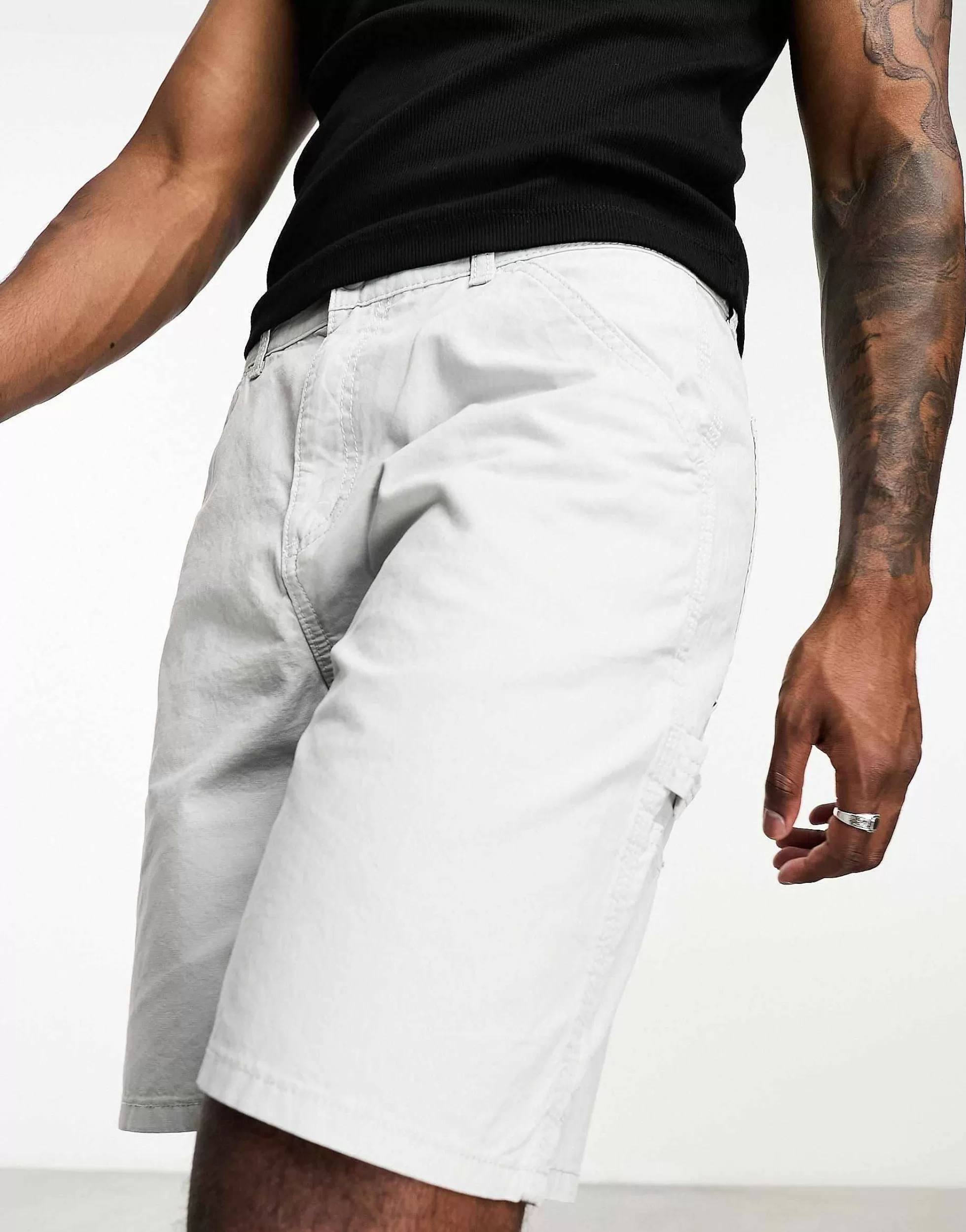 Men Jack & Jones Intelligence Loose Fit Worker Carpenter Short In Grey