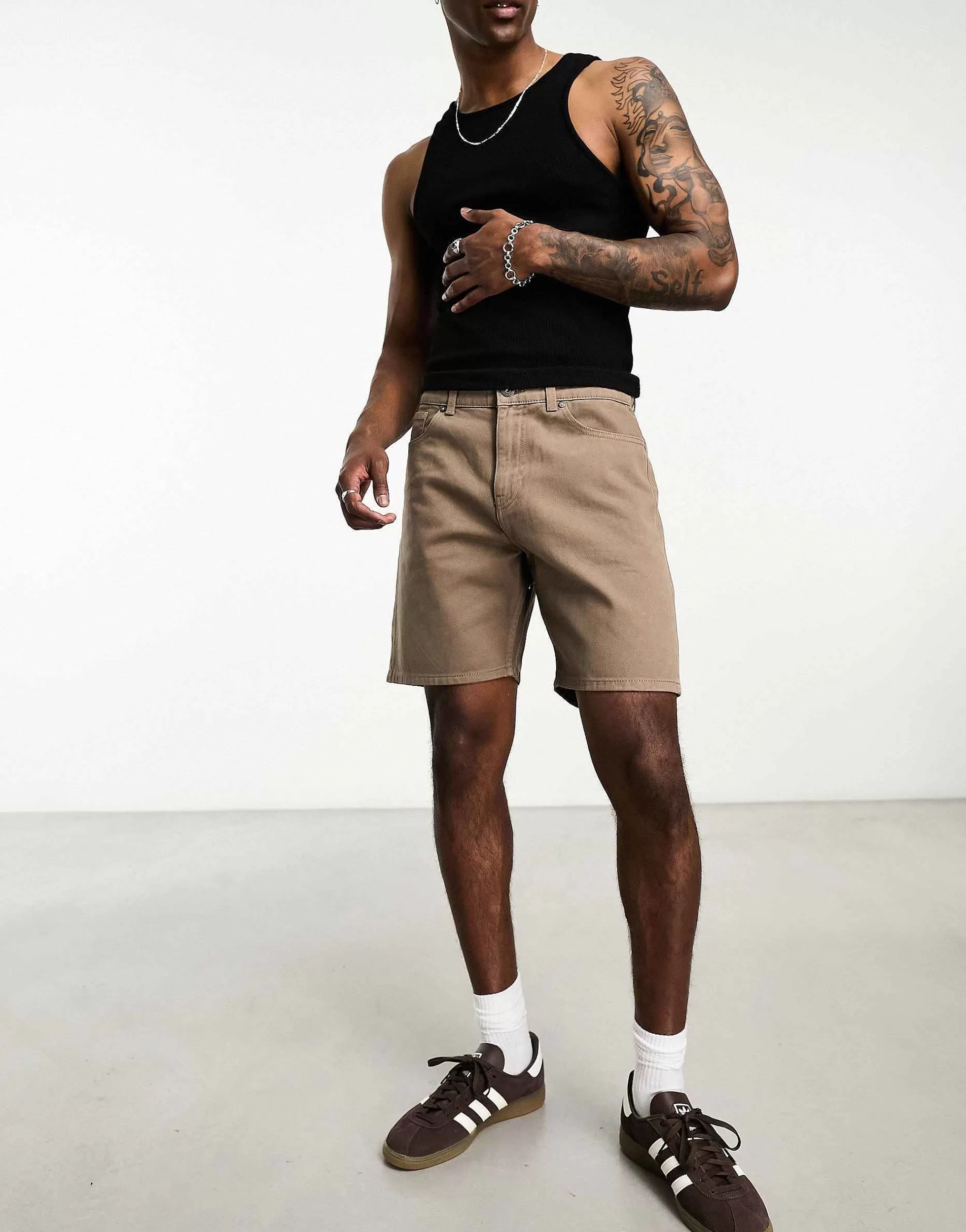 Men Jack & Jones Intelligence Relaxed Fit Twill Short In Washed Brown