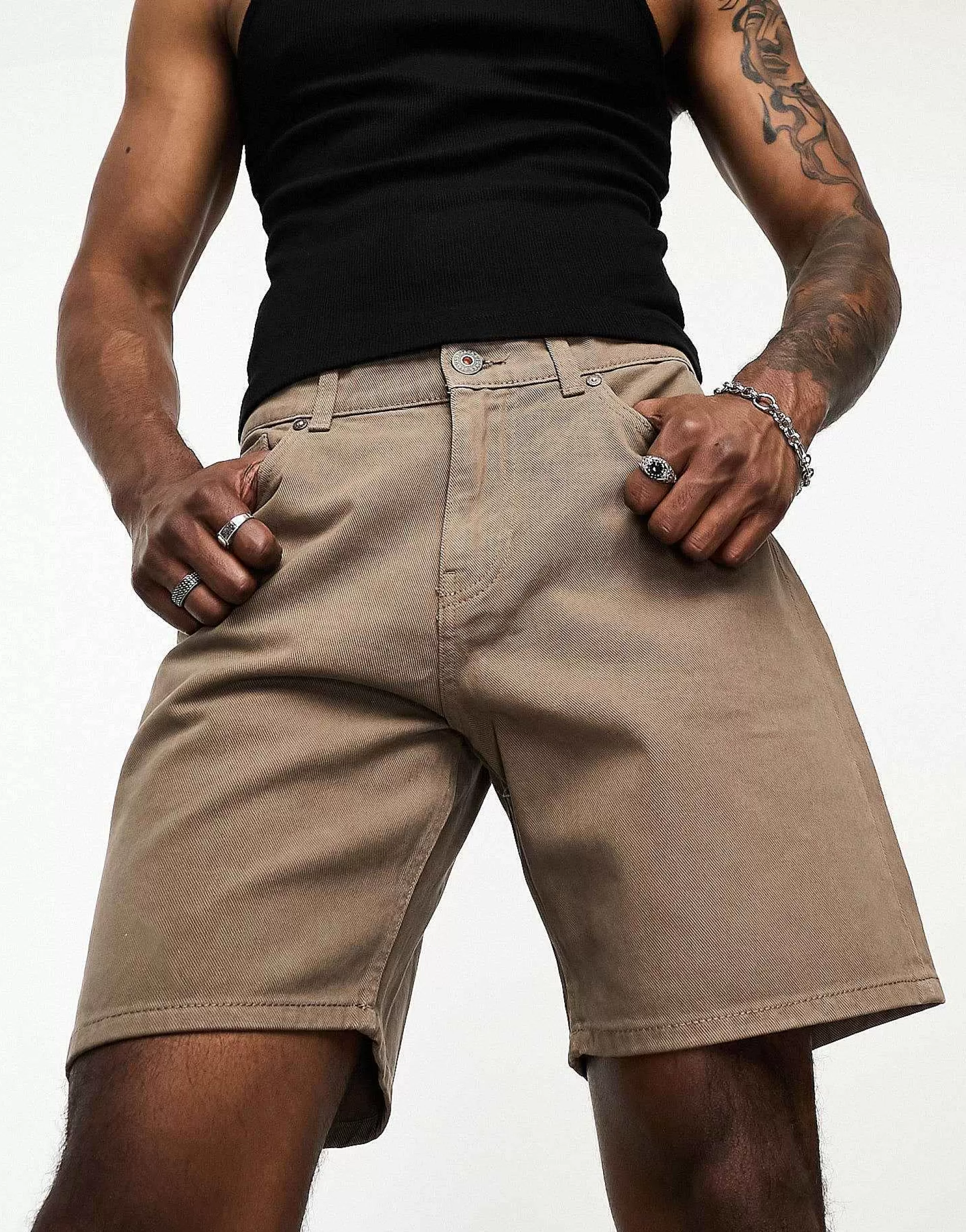 Men Jack & Jones Intelligence Relaxed Fit Twill Short In Washed Brown