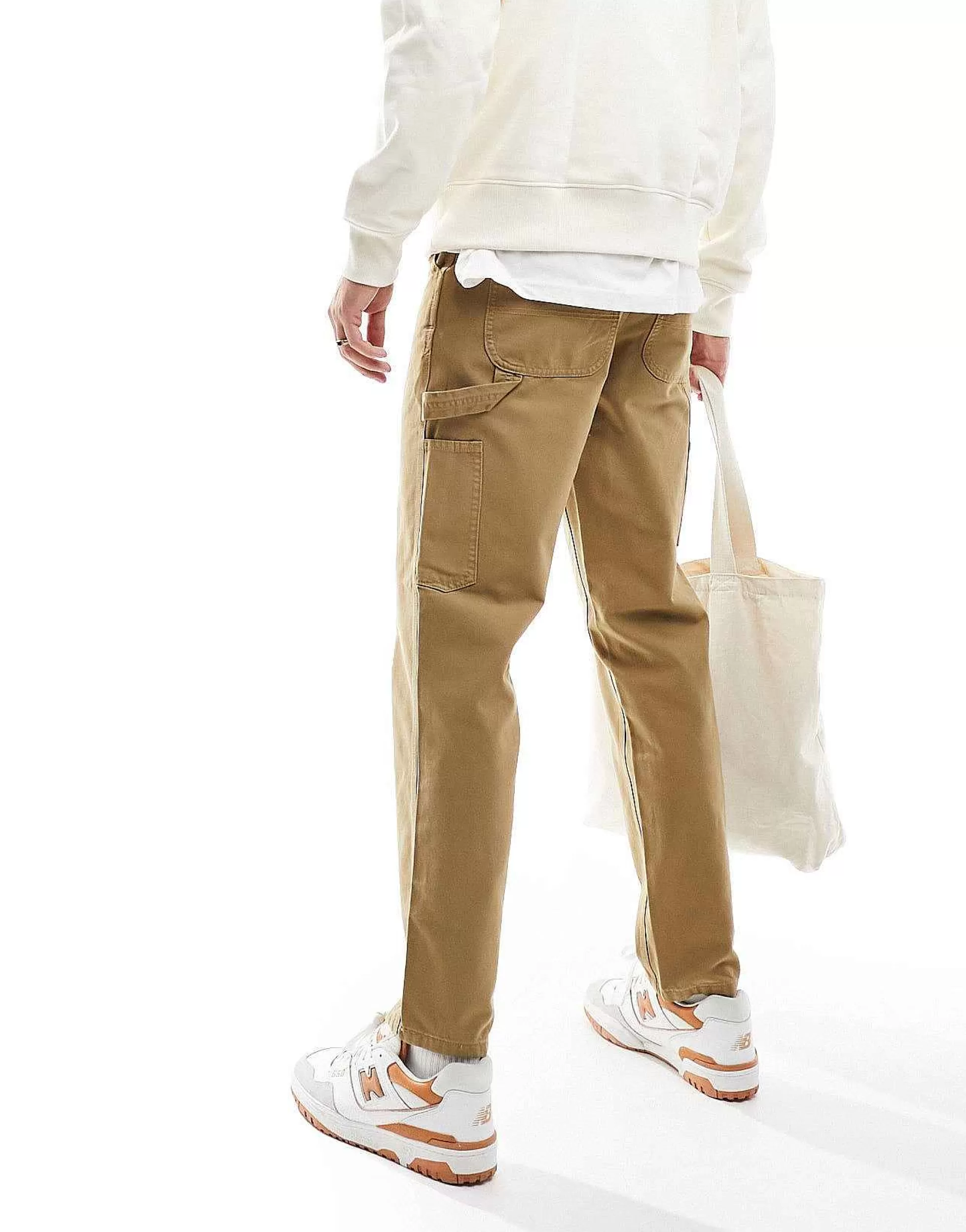 Men Jack & Jones Loose Fit Carpenter Trousers In Beige