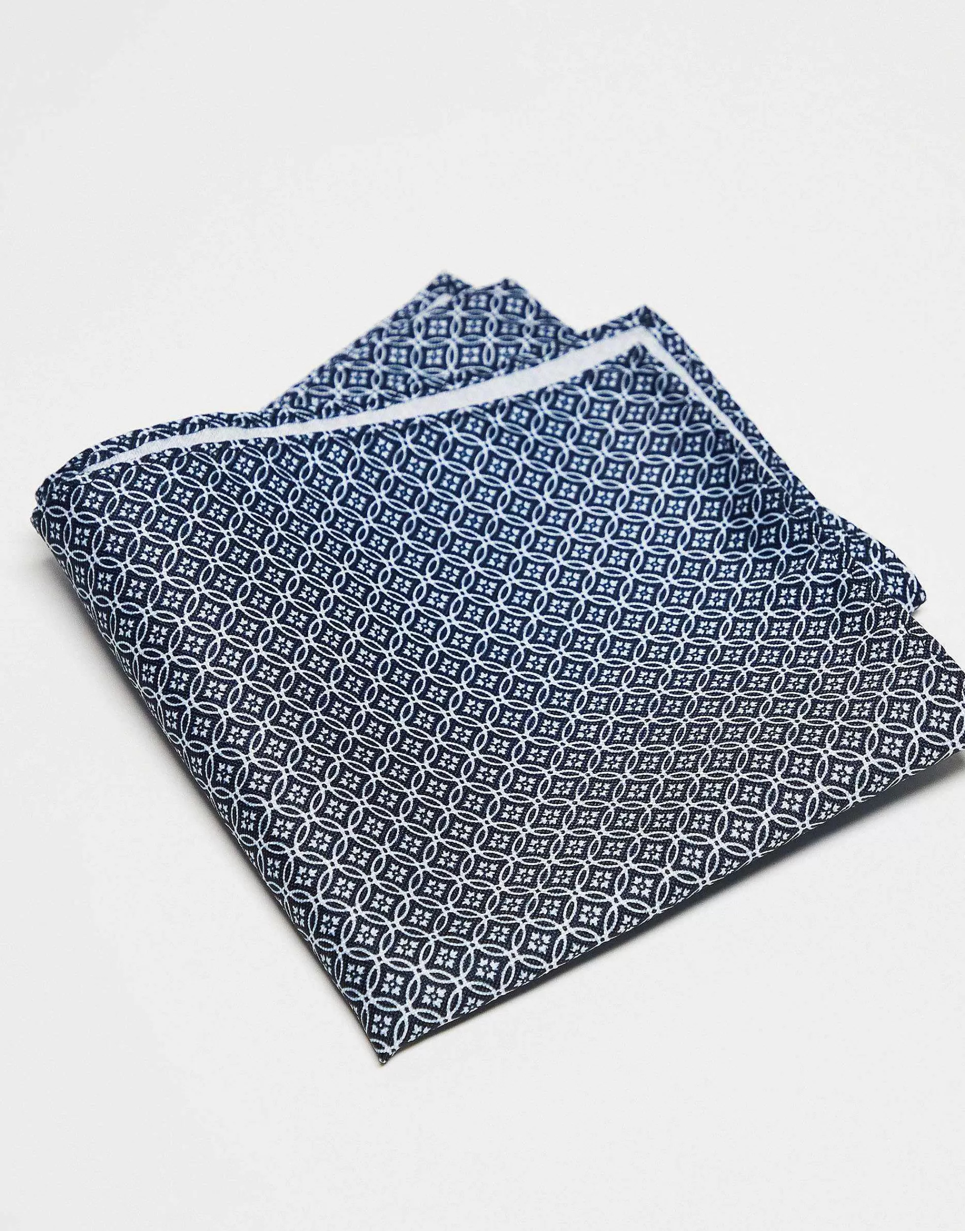 Men Jack & Jones Navy Print Pocket Square