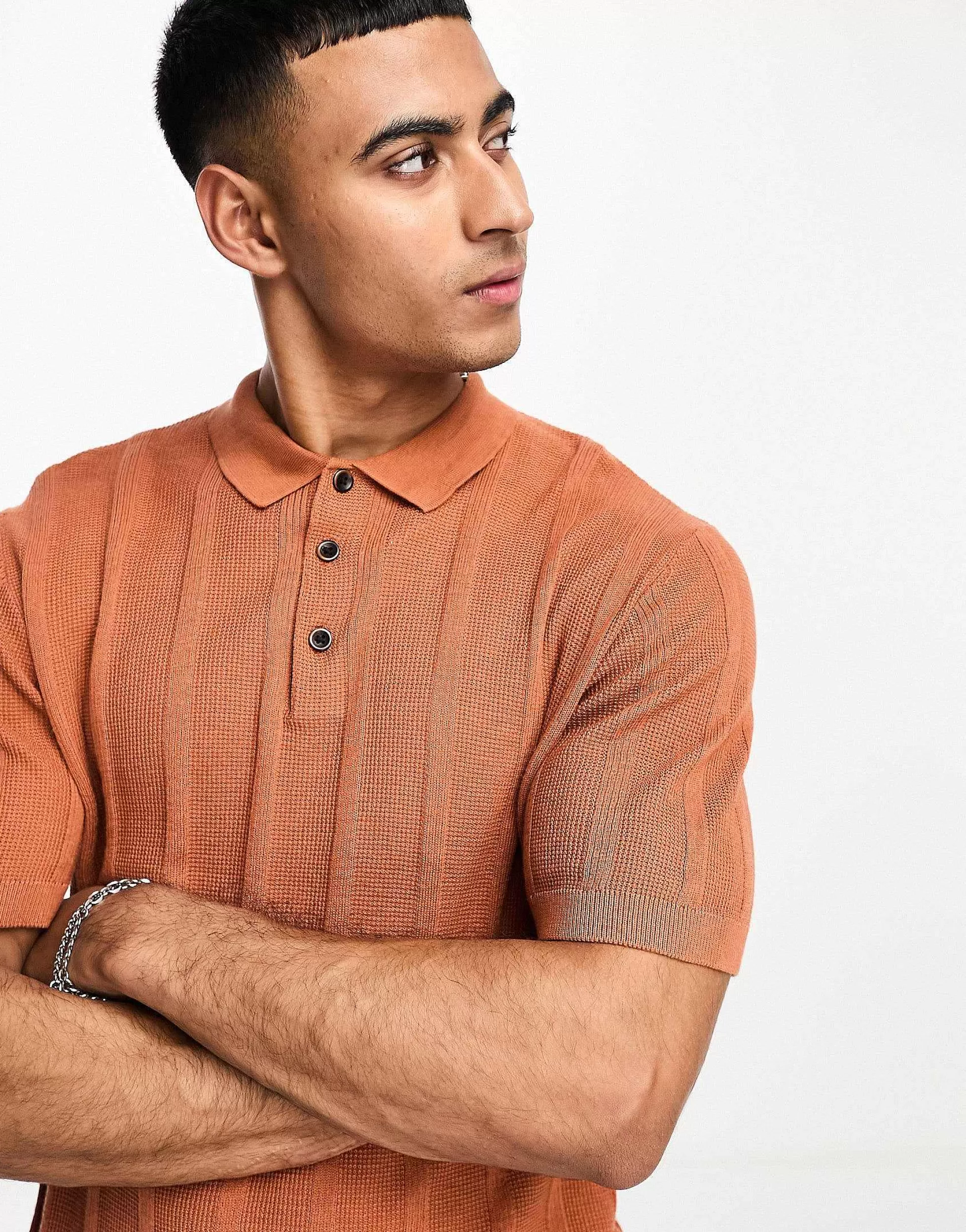 Men Jack & Jones Originals Knitted Polo In Amber