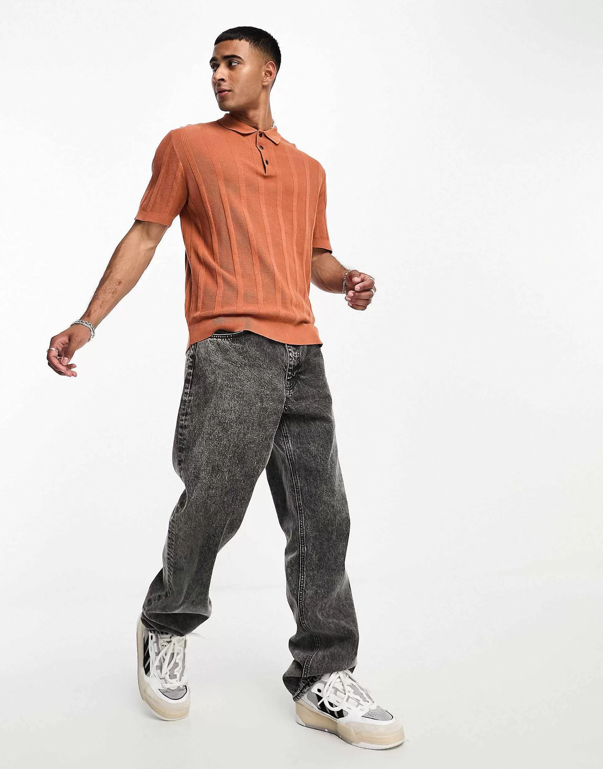 Men Jack & Jones Originals Knitted Polo In Amber