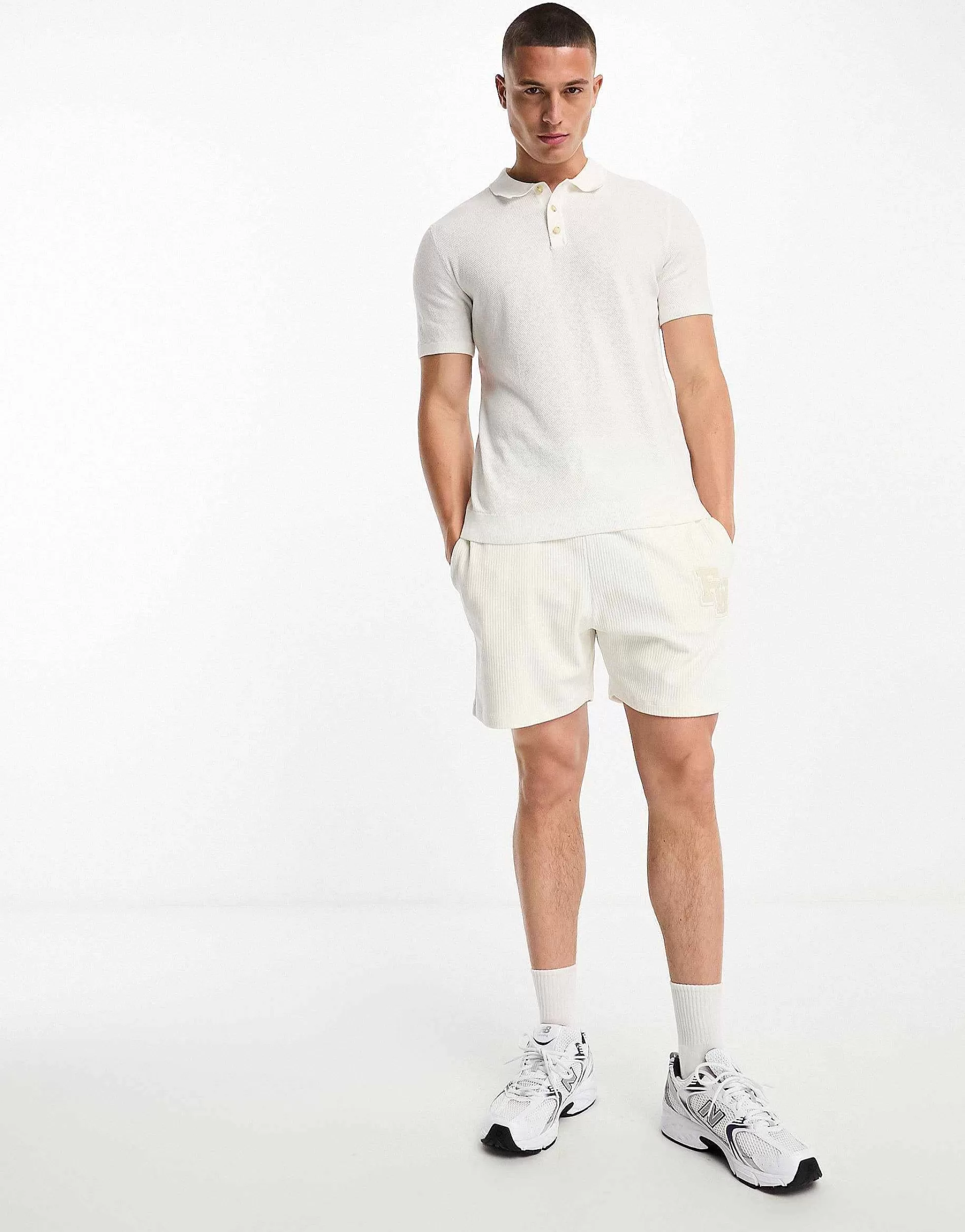 Men Jack & Jones Premium Pique Polo In White