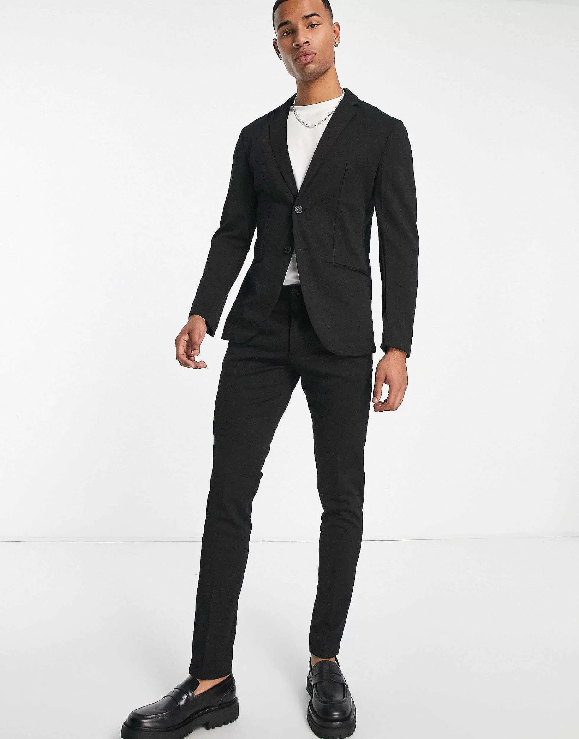 Men Jack & Jones Premium Slim Jersey Suit Jacket & Trouser In