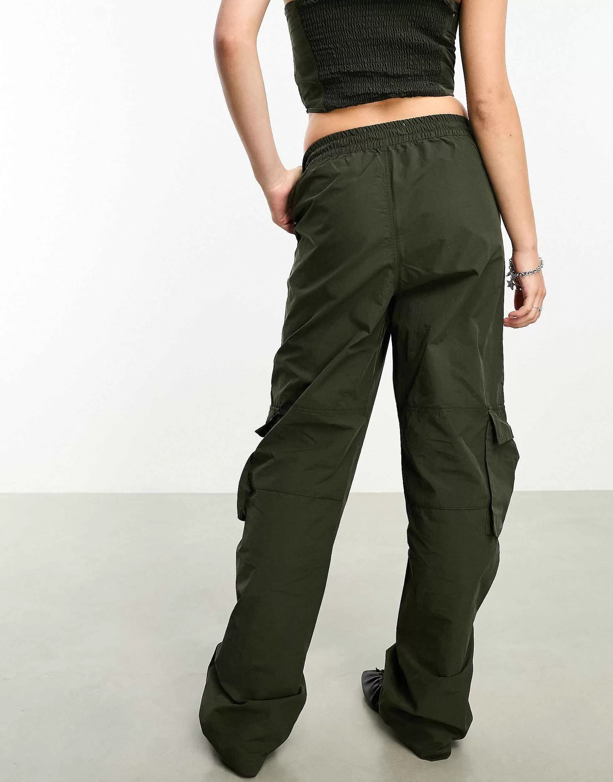 Women JJXX Relaxed Fit Cargo Trousers Co-Ord In Dark Khaki