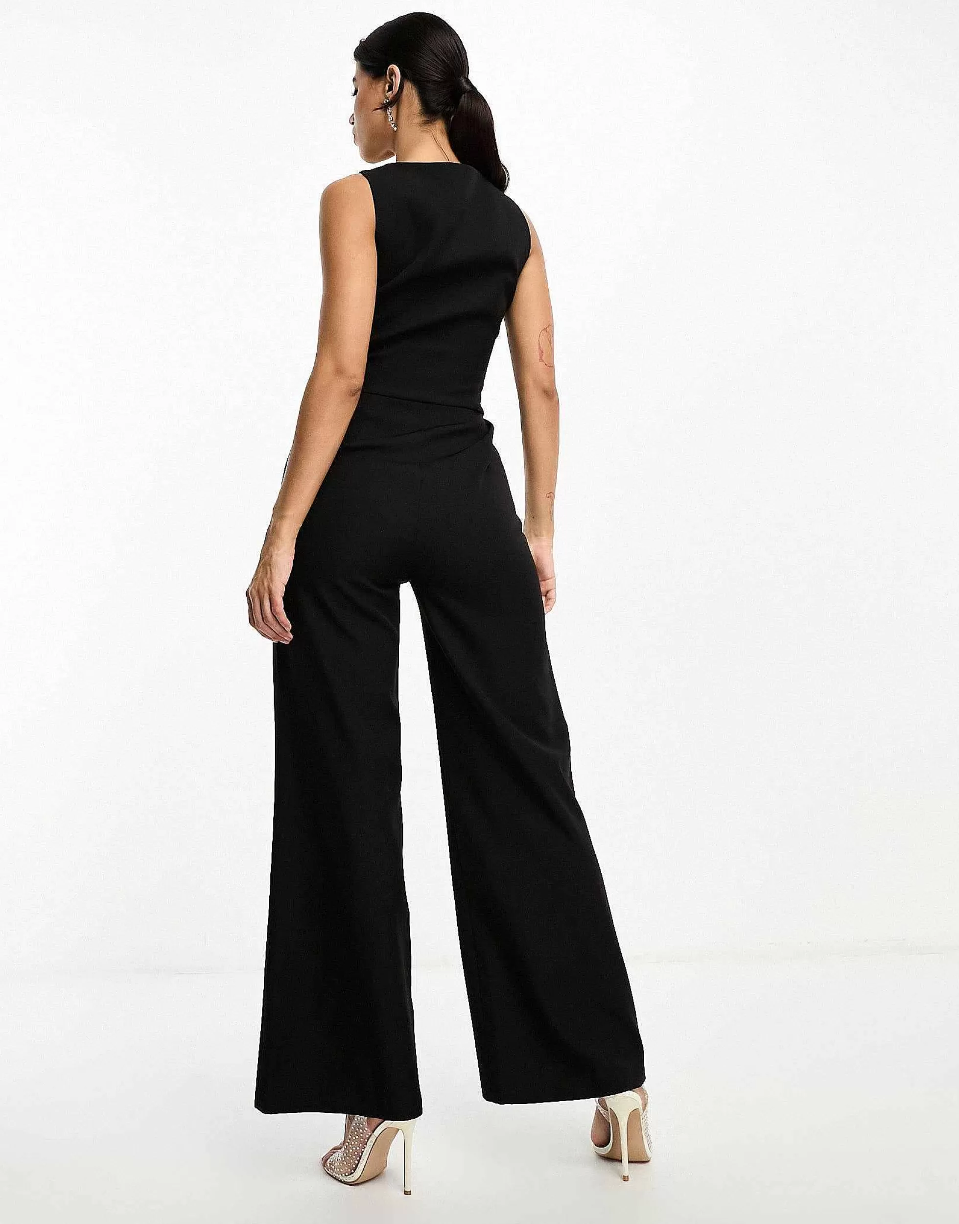 Women Kaiia Sleeveless Wide Leg Waistcoat Jumpsuit In