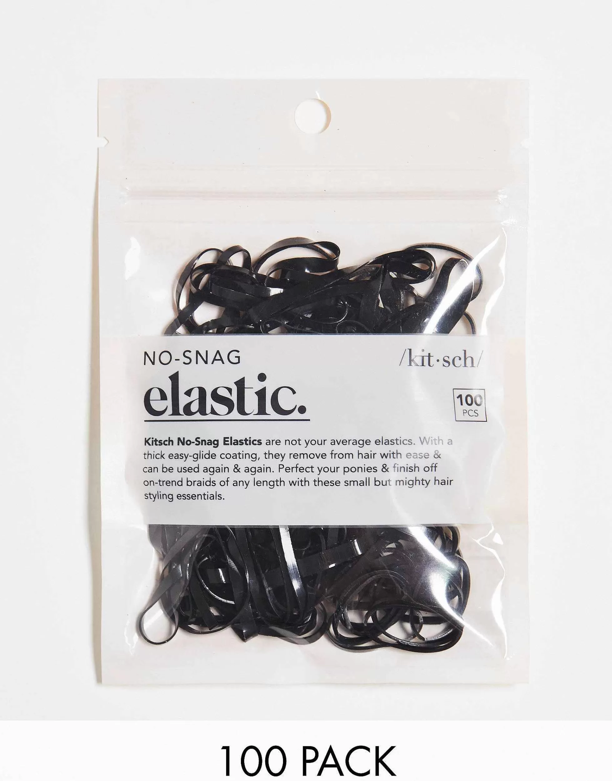 Women Kitsch Black No Snag Elastic 100 Pack