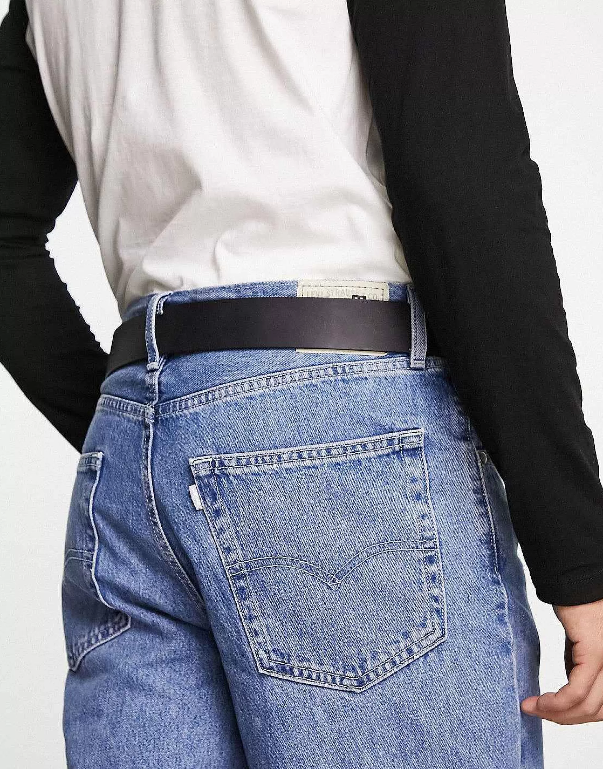 Men Levi's New Duncan Leather Belt In
