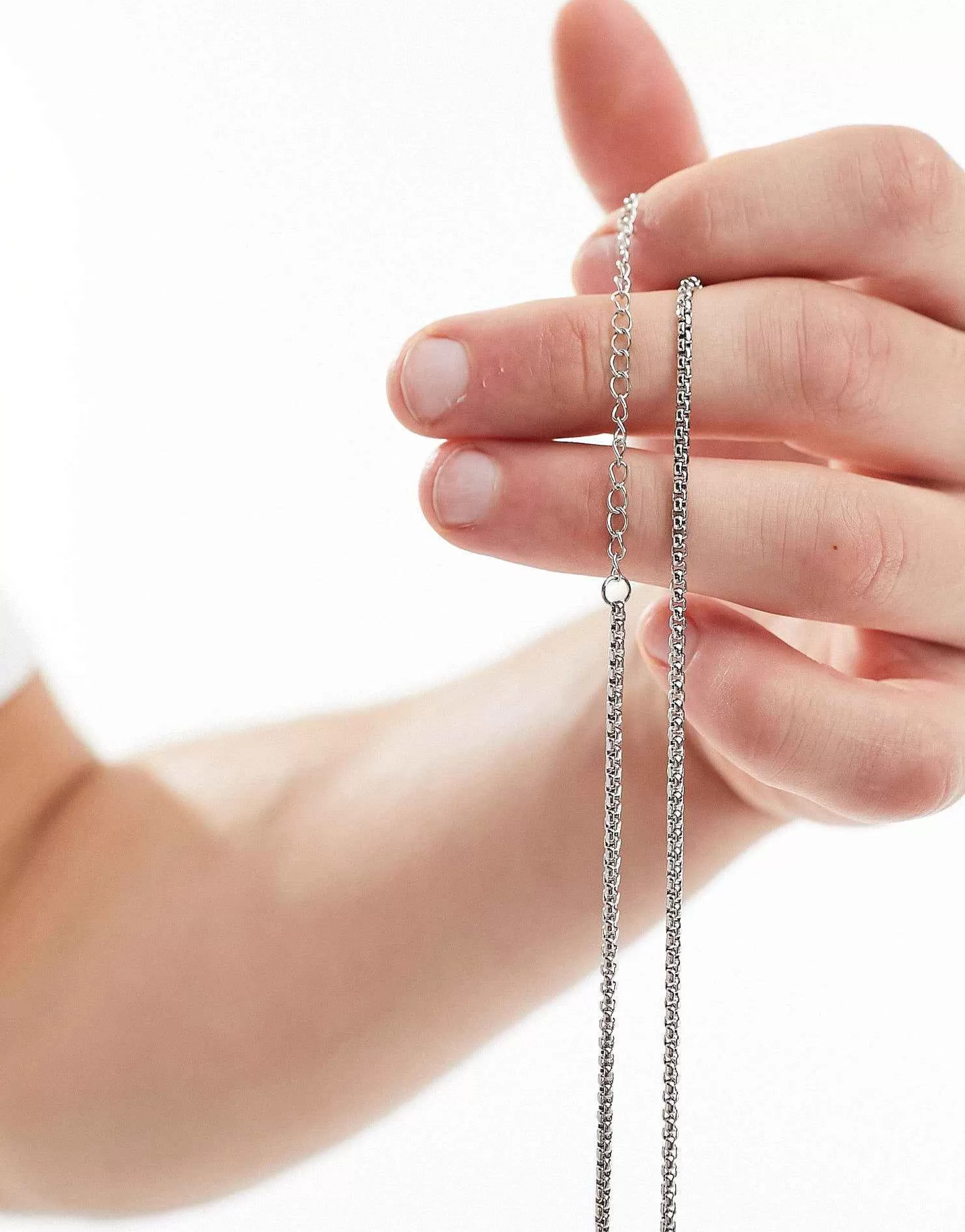 Men LOST SOULS Stainless Steel Thin Box Chain In