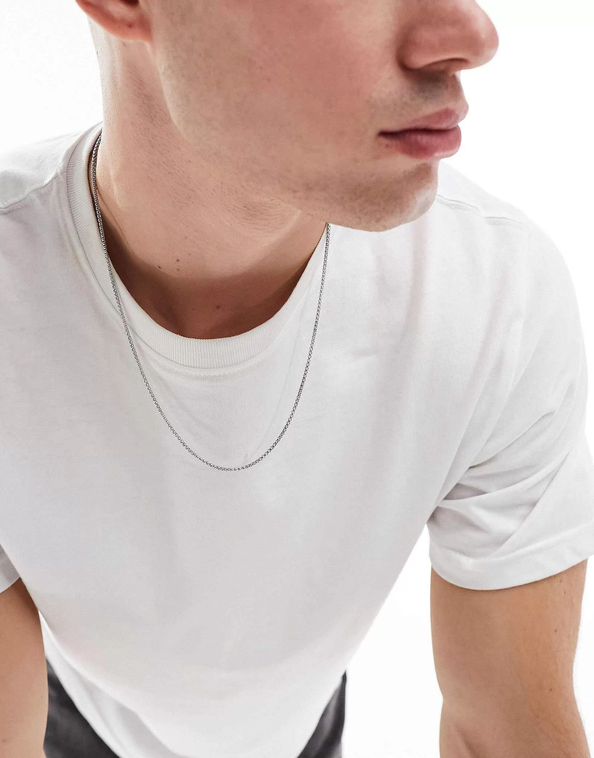 Men LOST SOULS Stainless Steel Thin Box Chain In