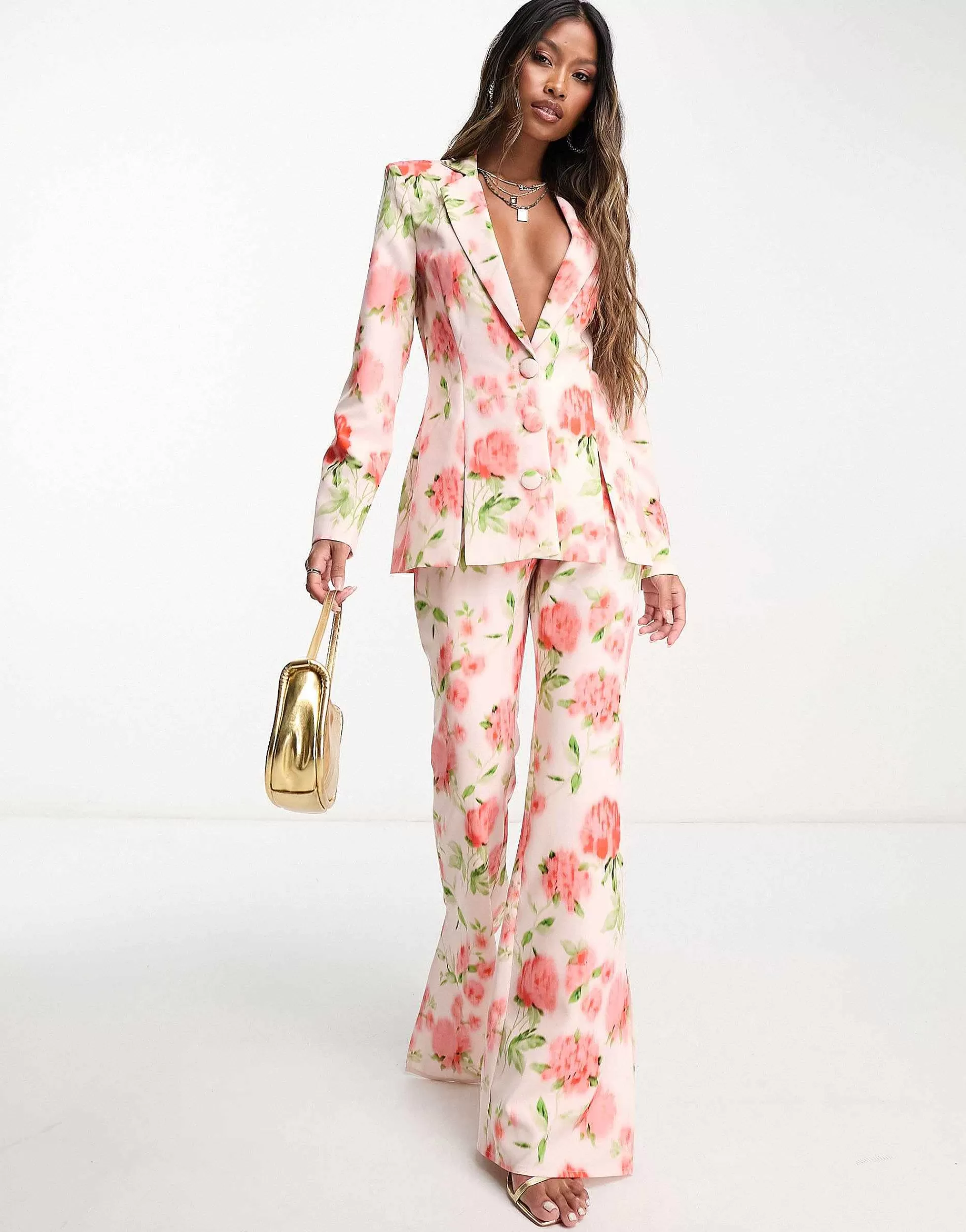 Women Luxe Suit Blazer And Trouser In Floral Print - Multi