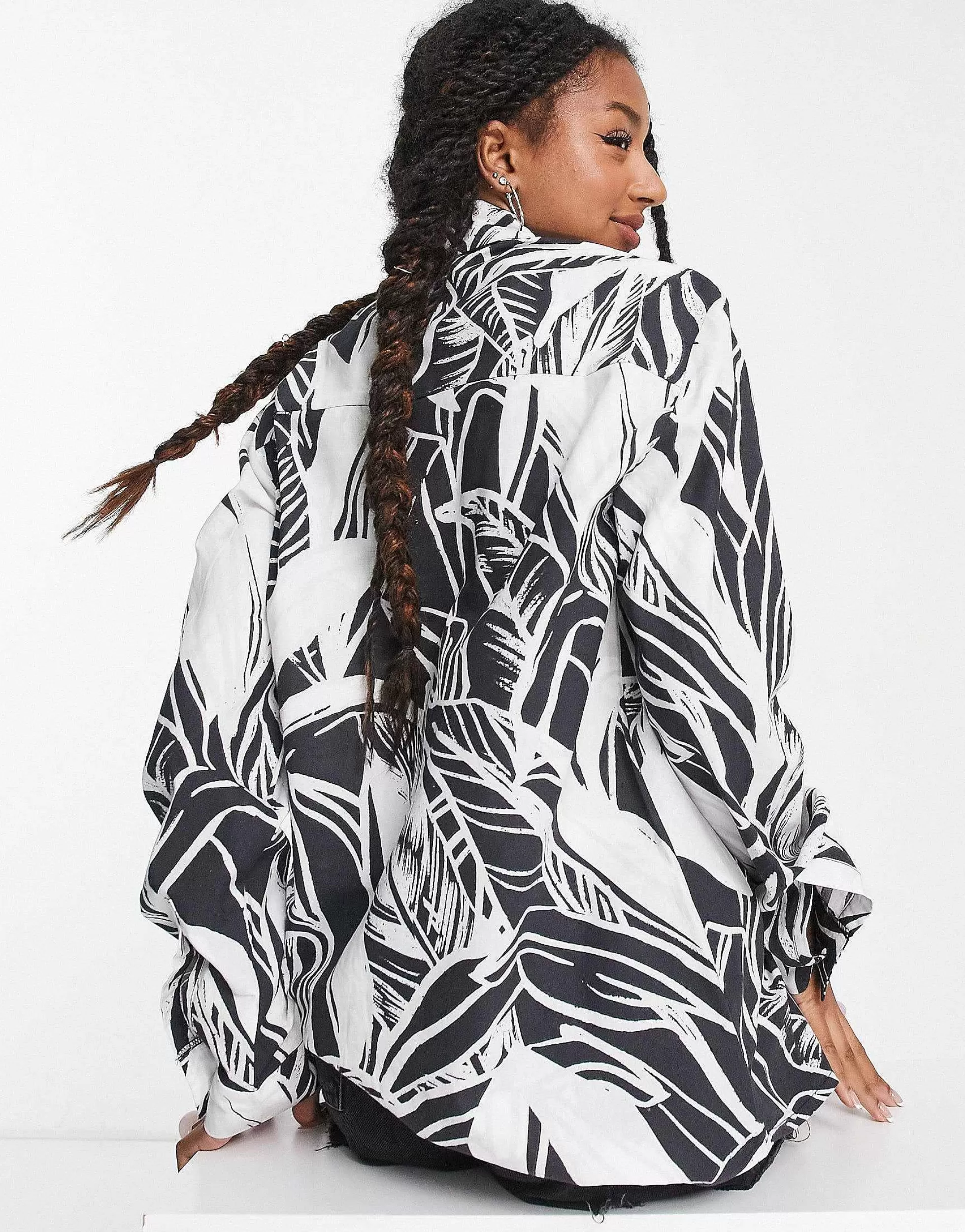 Women MADE IN Kenya Palm Print Shirt In Black And White