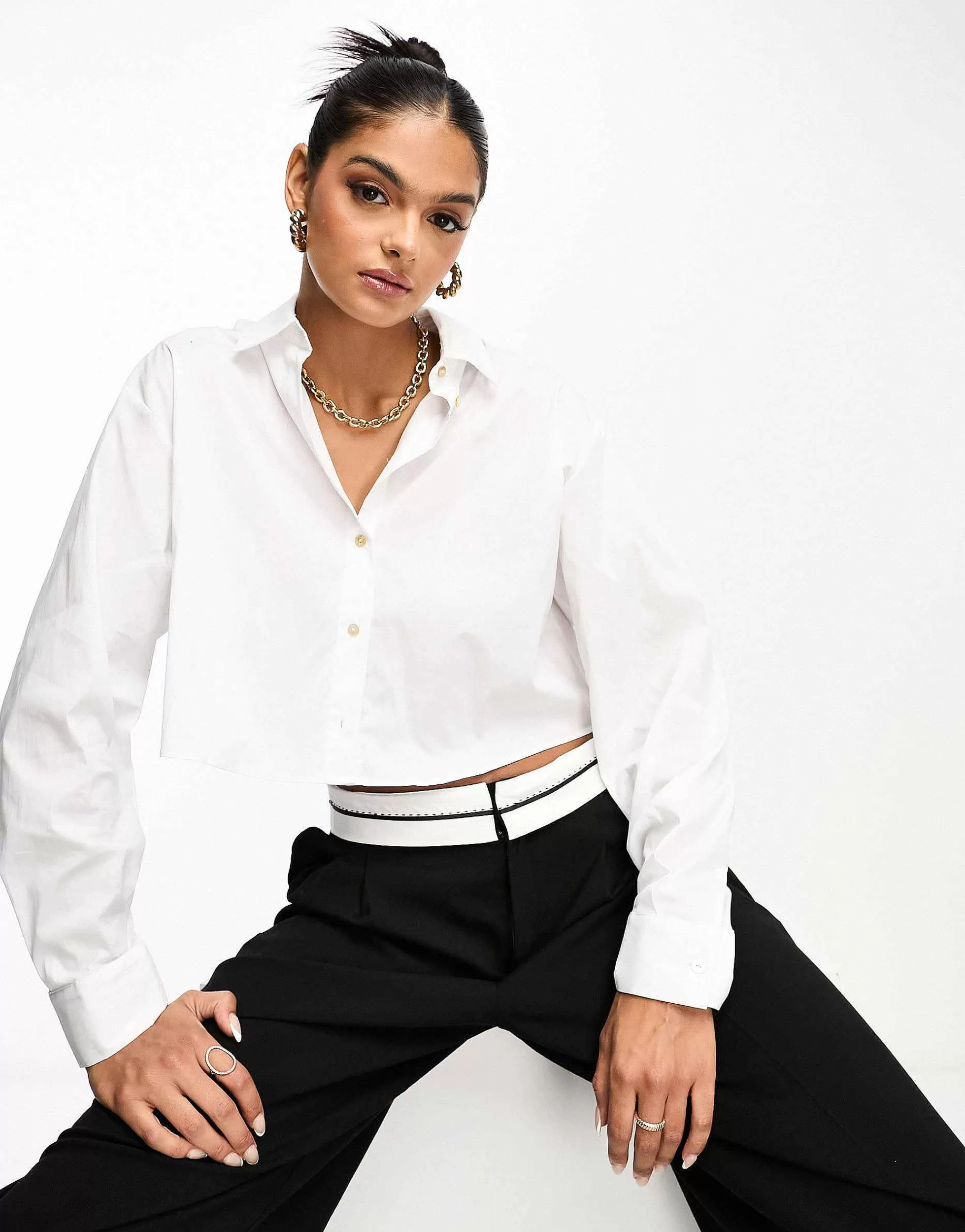 Women Mango Cropped Shirt In