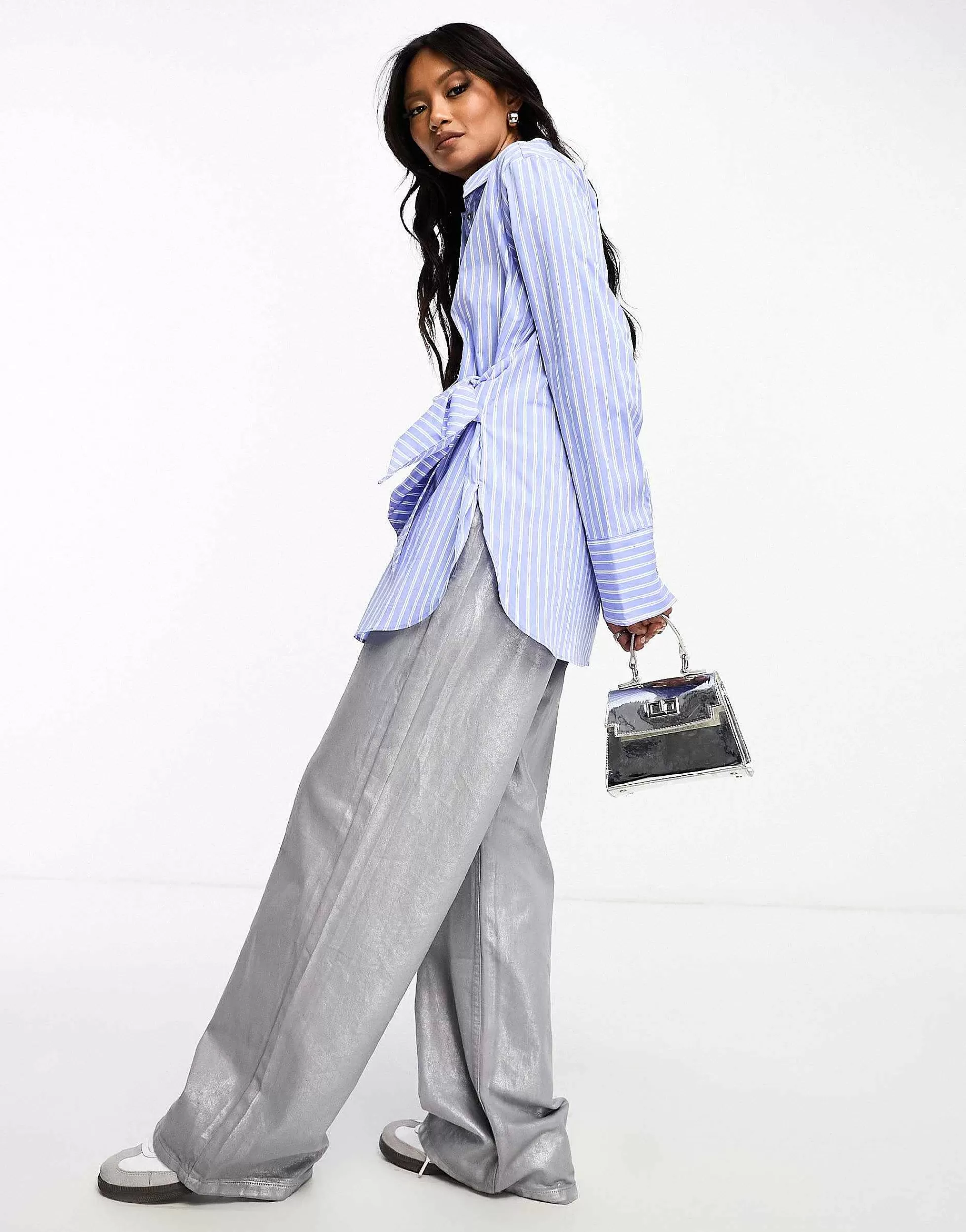 Women Mango Tie Front Shirt In Stripe