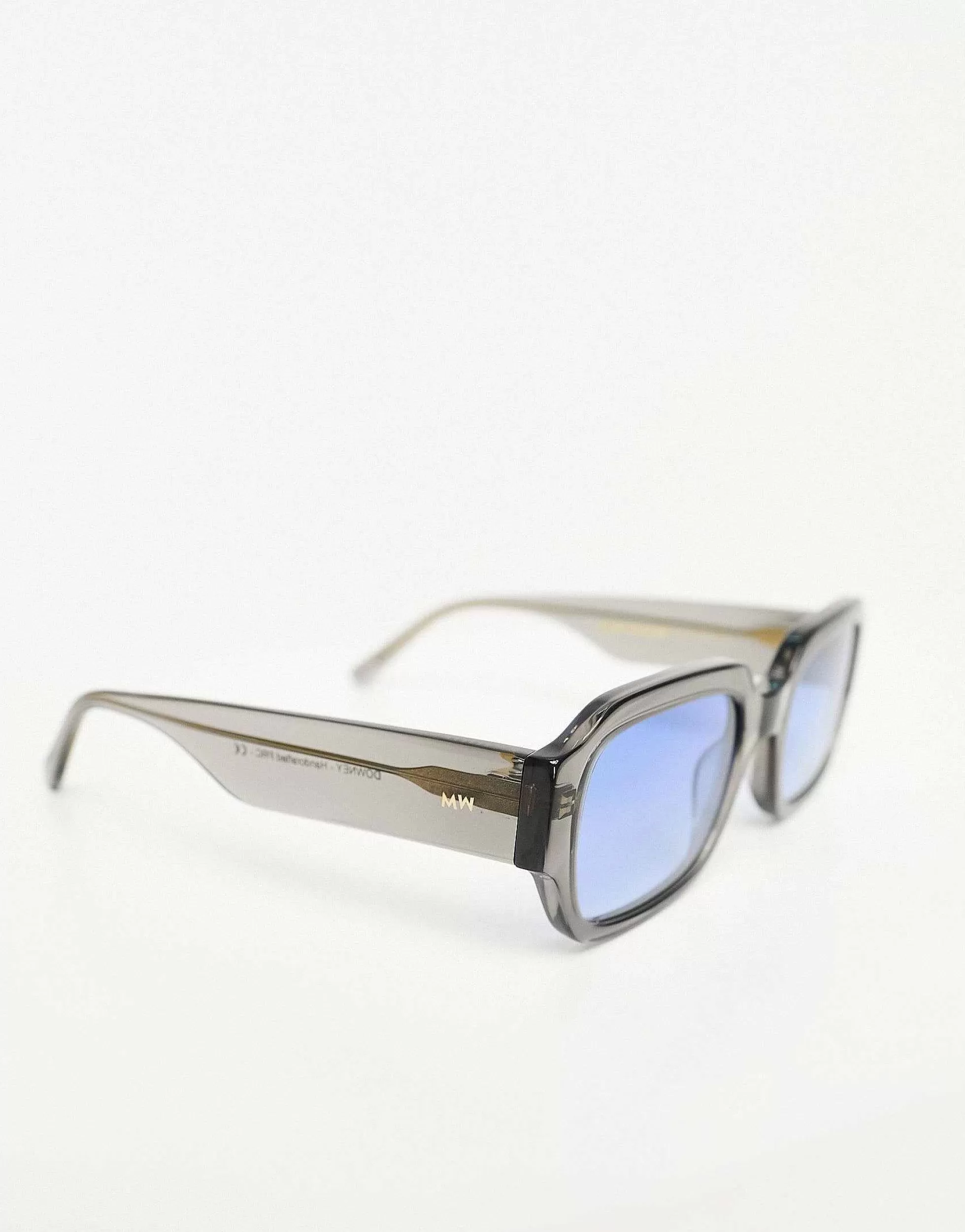 Men Messy Weekend Downey Square Sunglasses With Blue Lens In Transparent