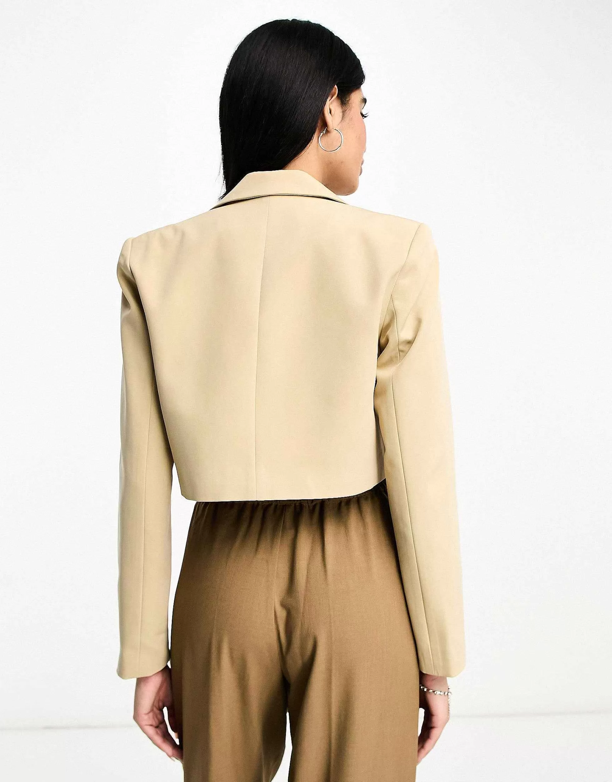 Women Miss Selfridge Co-Ord Cropped Blazer In Stone