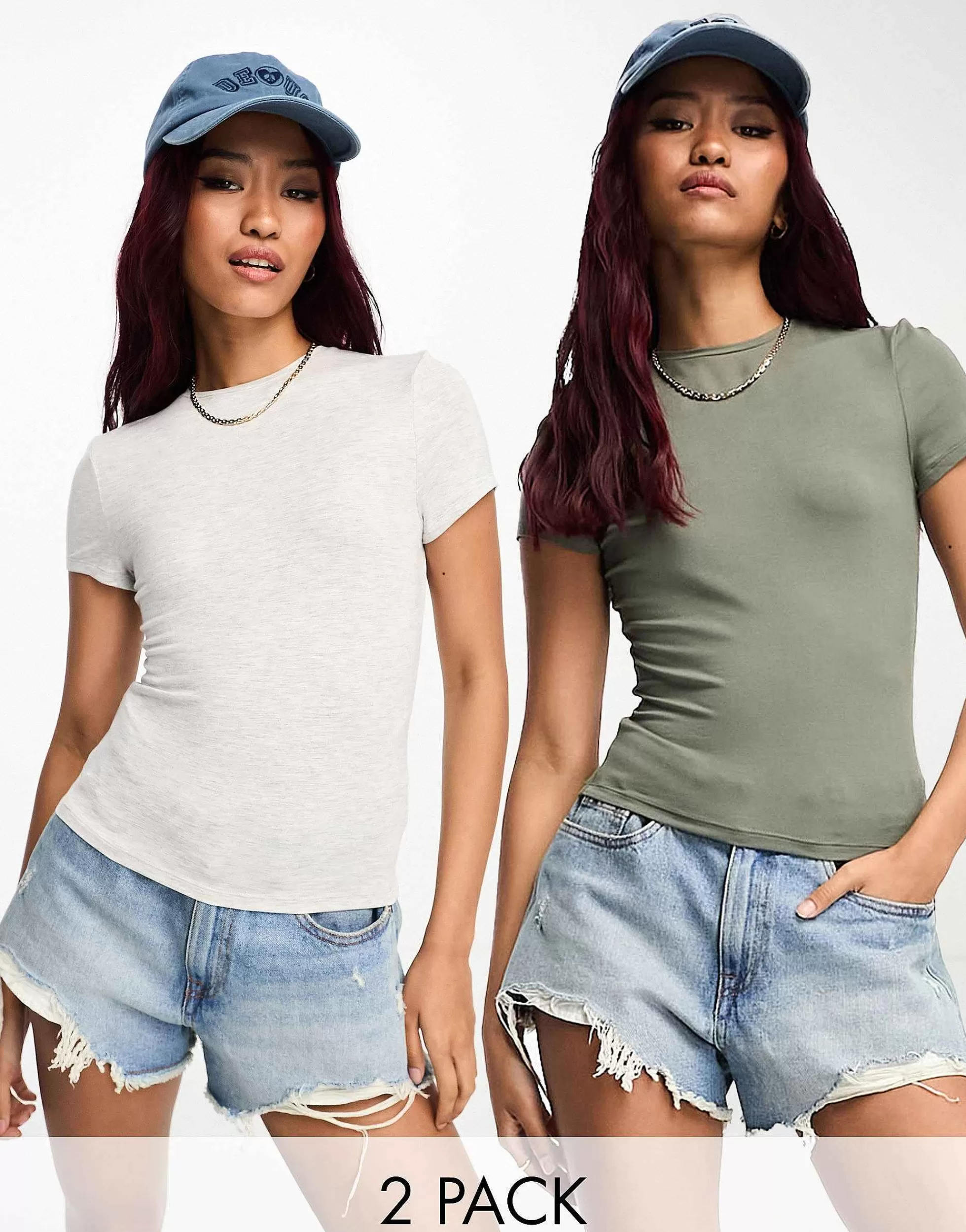Women Miss Selfridge Super Soft Short Sleeve Crew Neck T-Shirt 2 Pack In