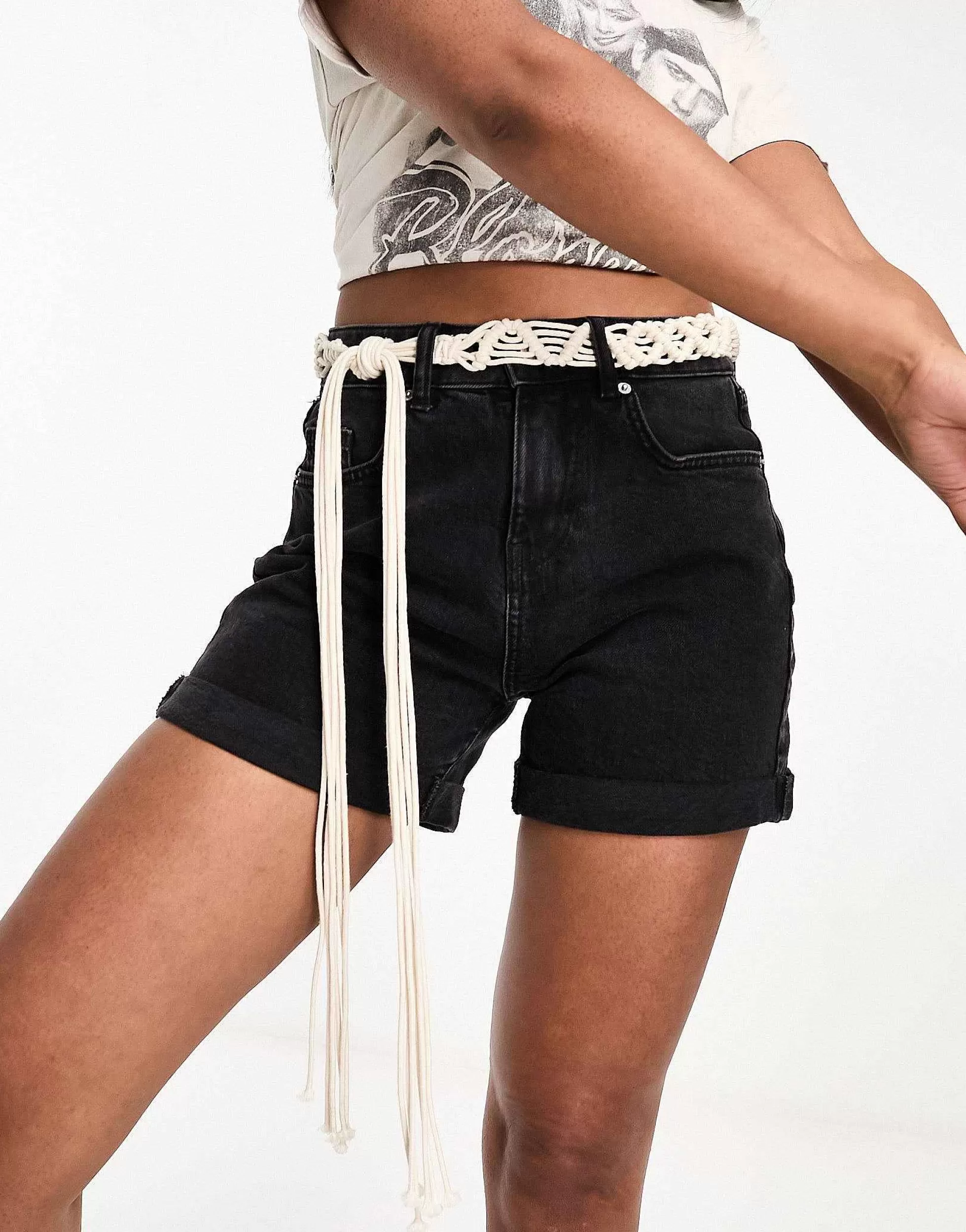 Women Monki Classic Cotton Macrame Rope Belt In