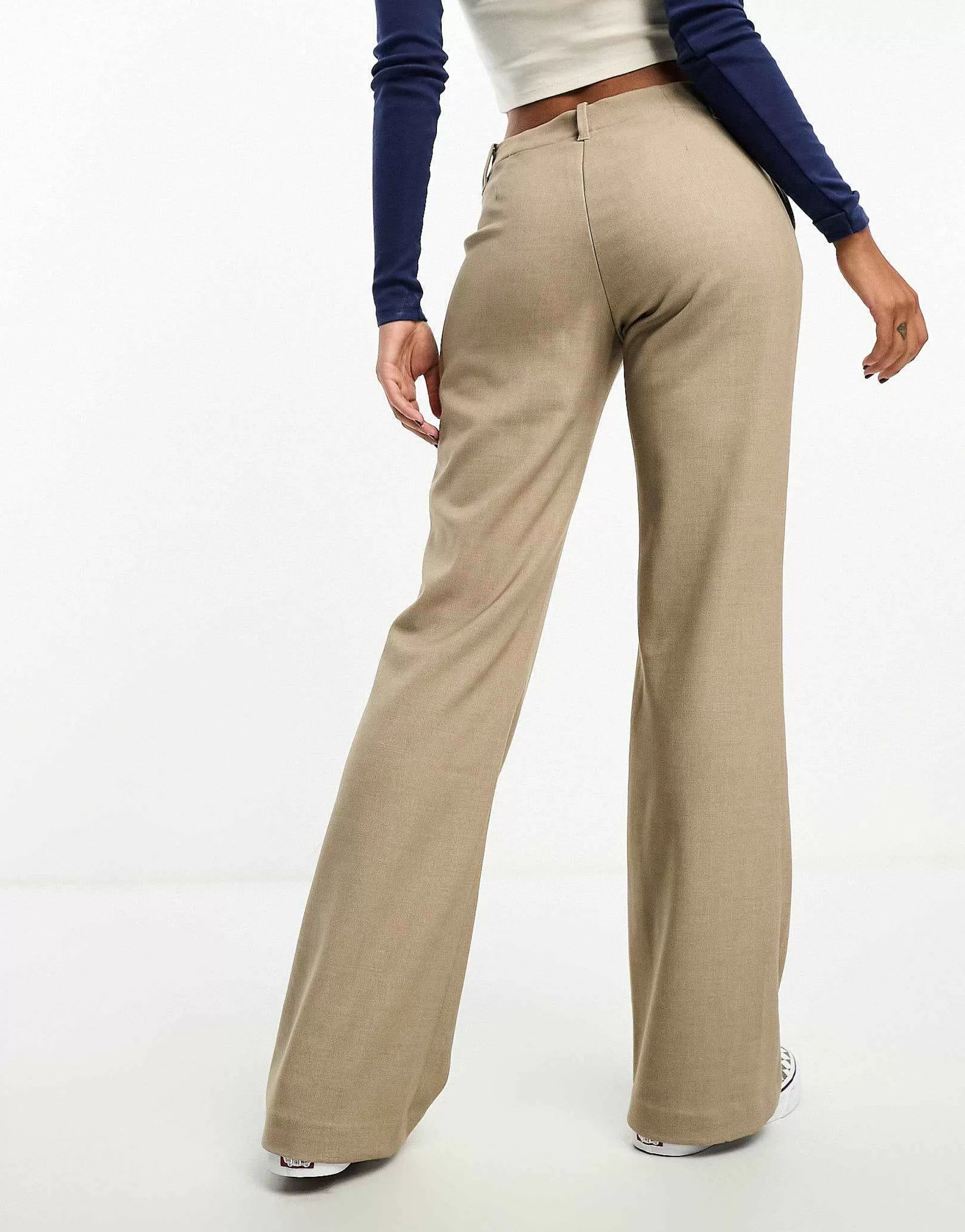 Women Monki Low Rise Straight Leg Trousers In