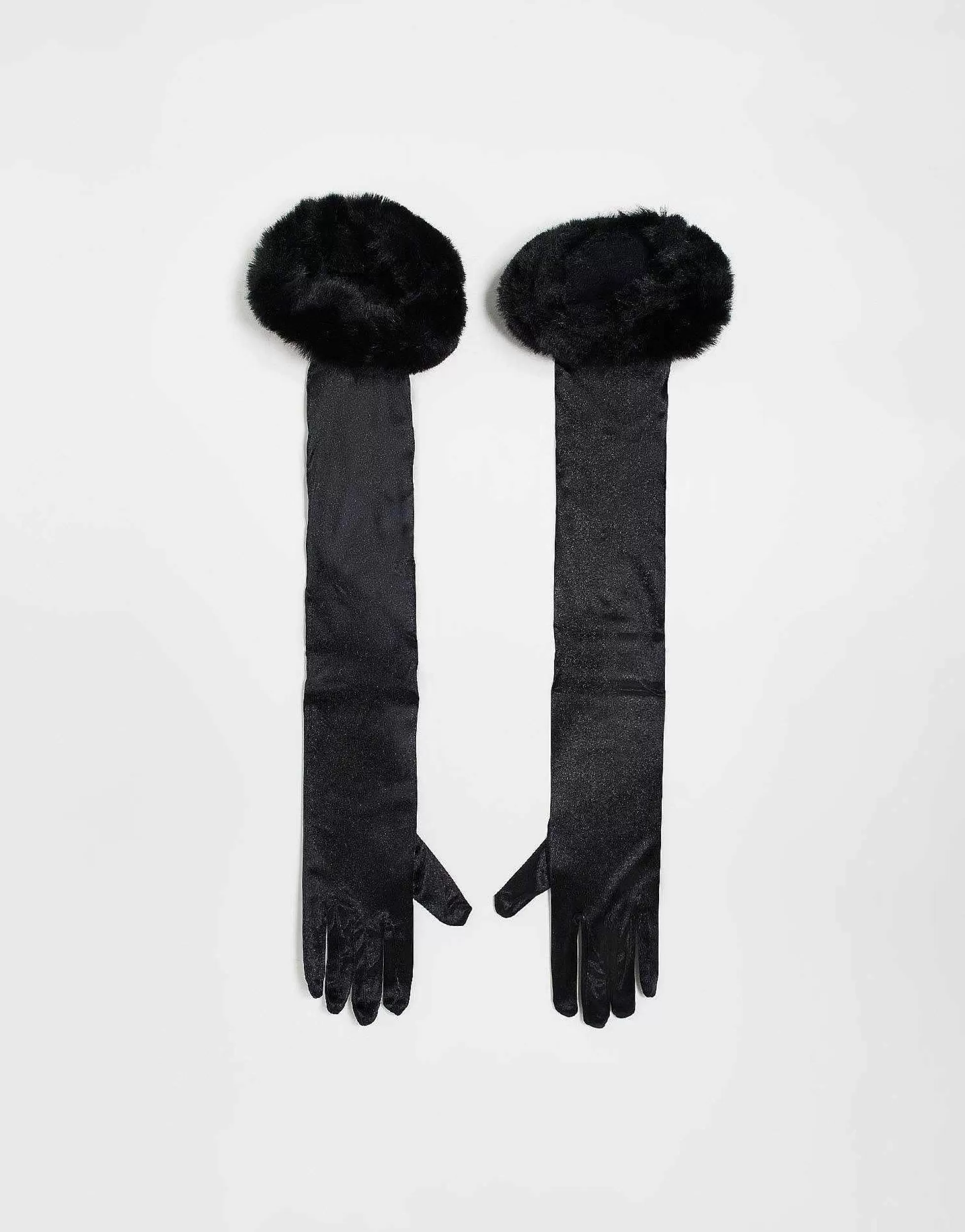 Women My Accessories Curve My Accessories London Curve Halloween Elbow Length Gloves In With Faux Fur