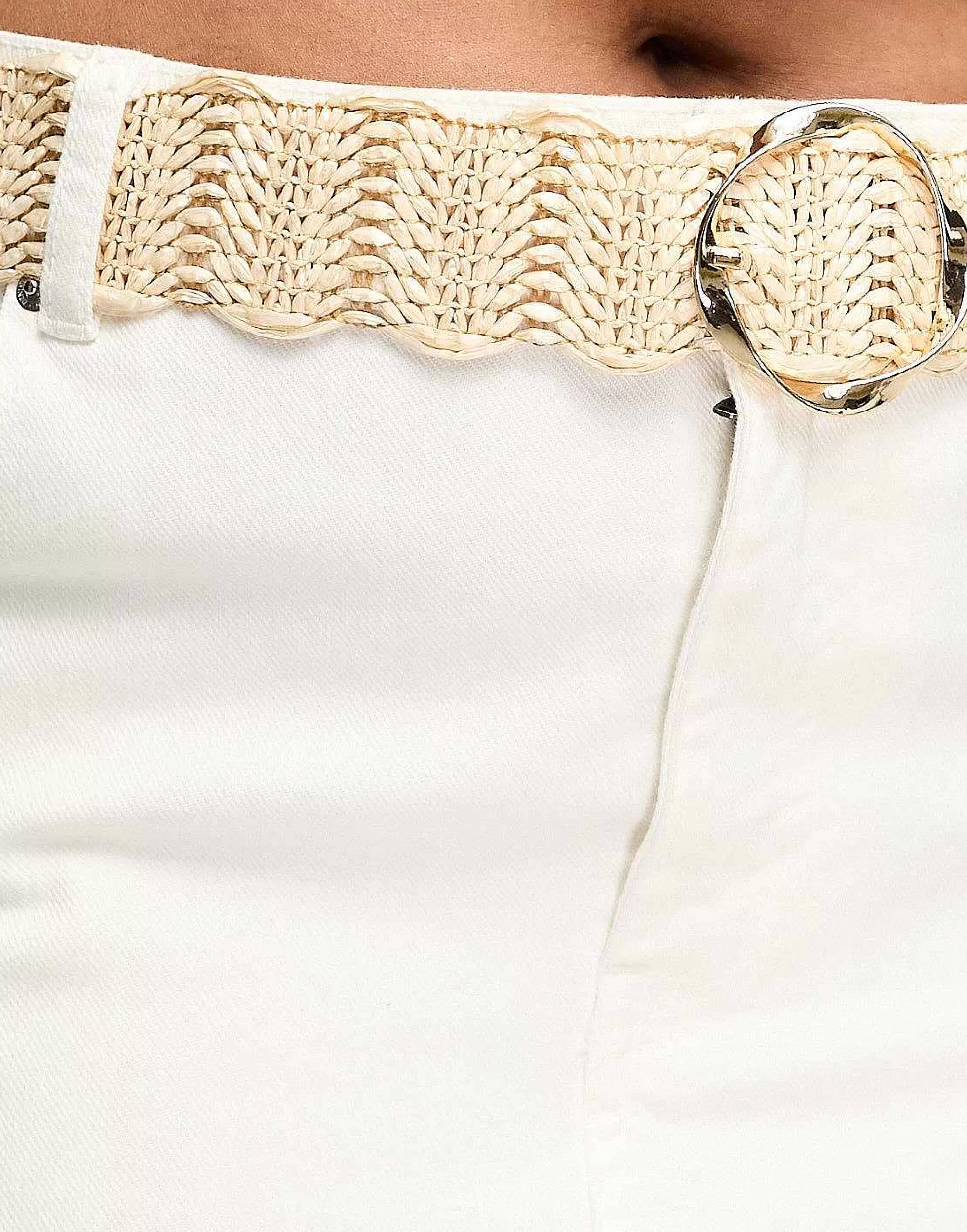 Women My Accessories Curve My Accessories London Curve Woven Rattan Crochet Belt In Natural