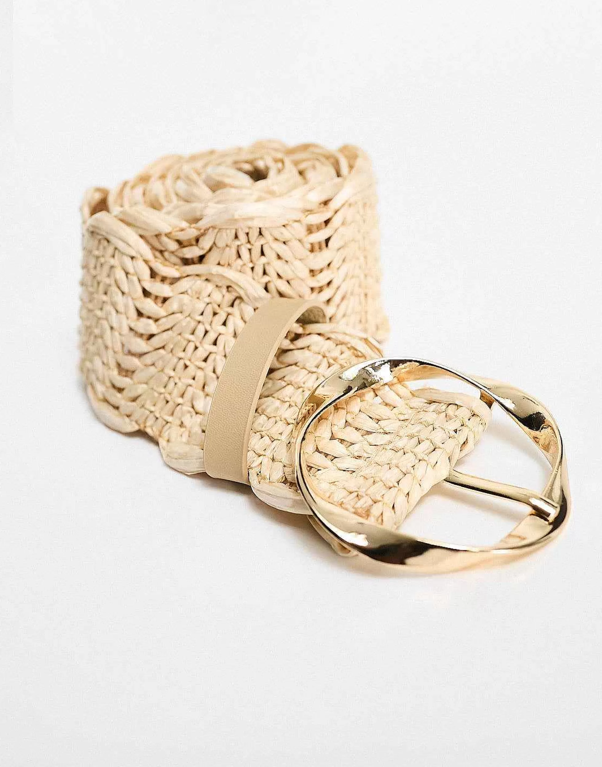 Women My Accessories Curve My Accessories London Curve Woven Rattan Crochet Belt In Natural