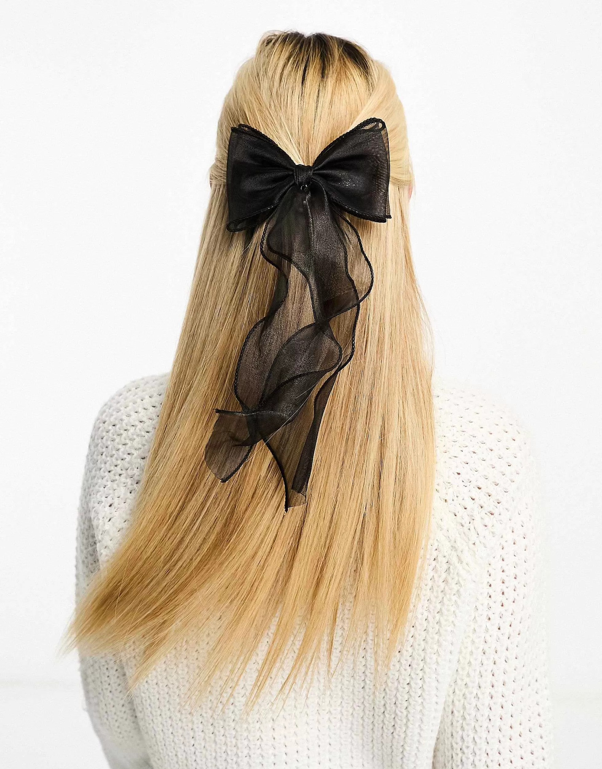 Women My Accessories London Organza Pearl Bow Hair Clip In
