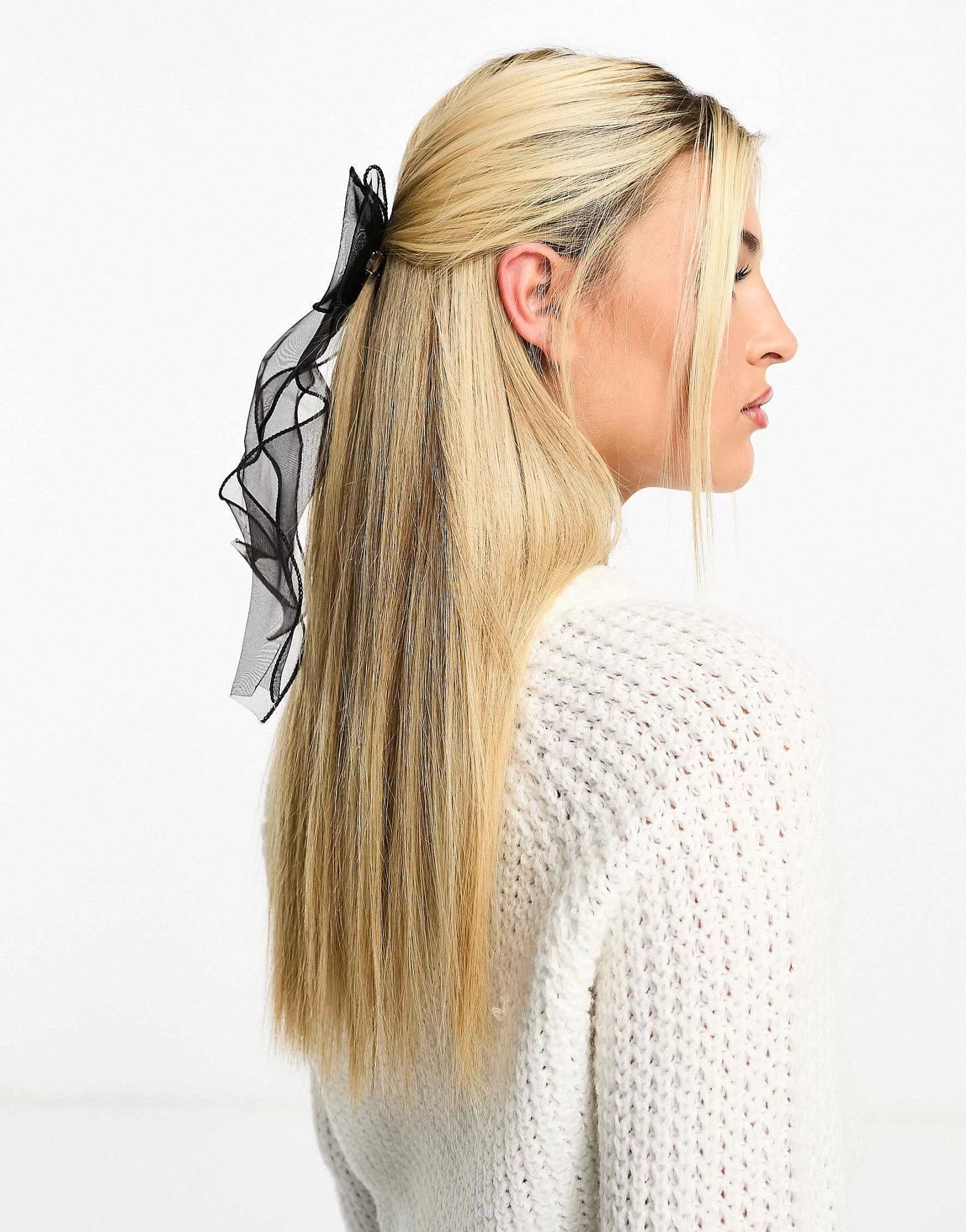 Women My Accessories London Organza Pearl Bow Hair Clip In