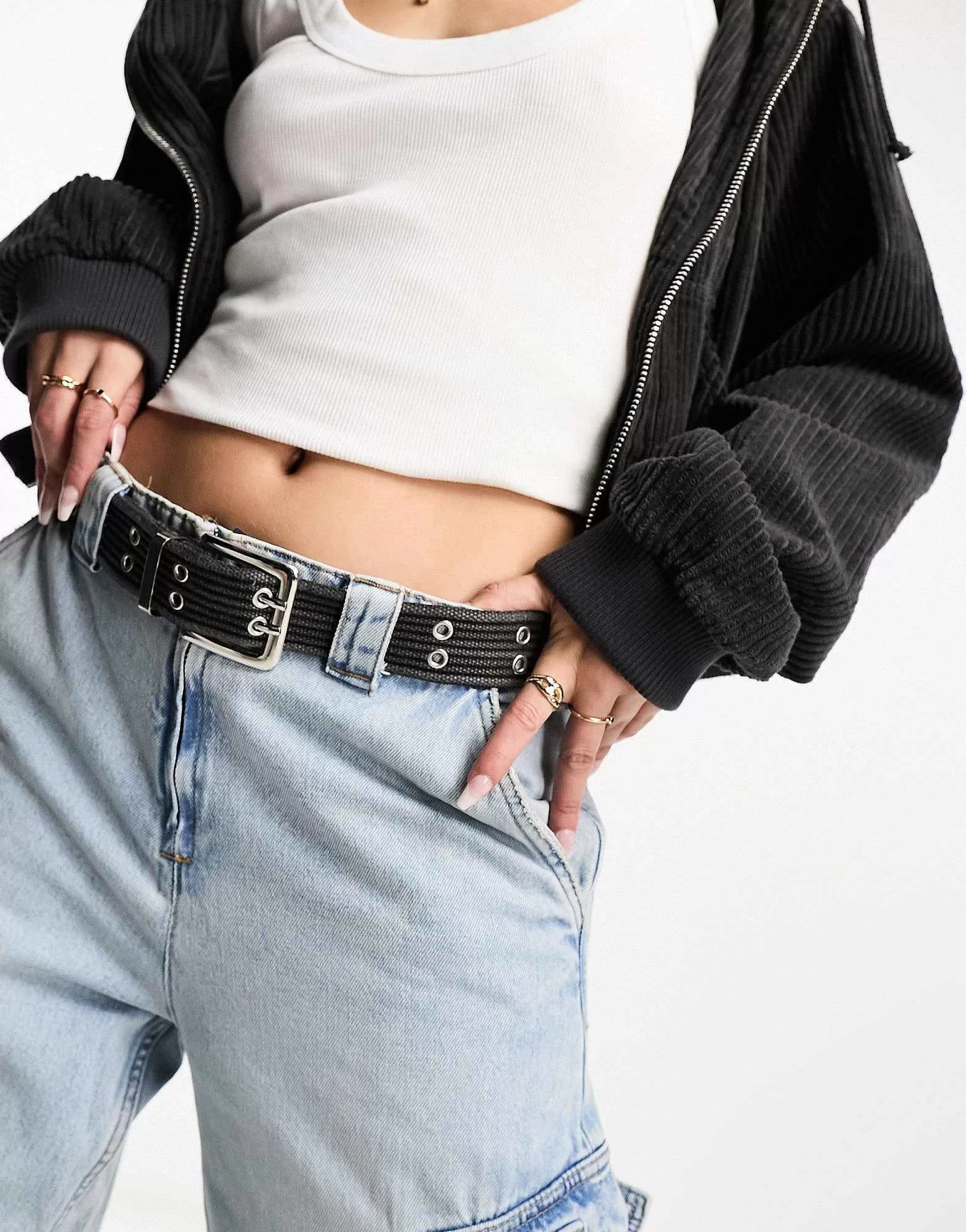 Women My Accessories London Webbing Double Eyelet Grunge Belt In
