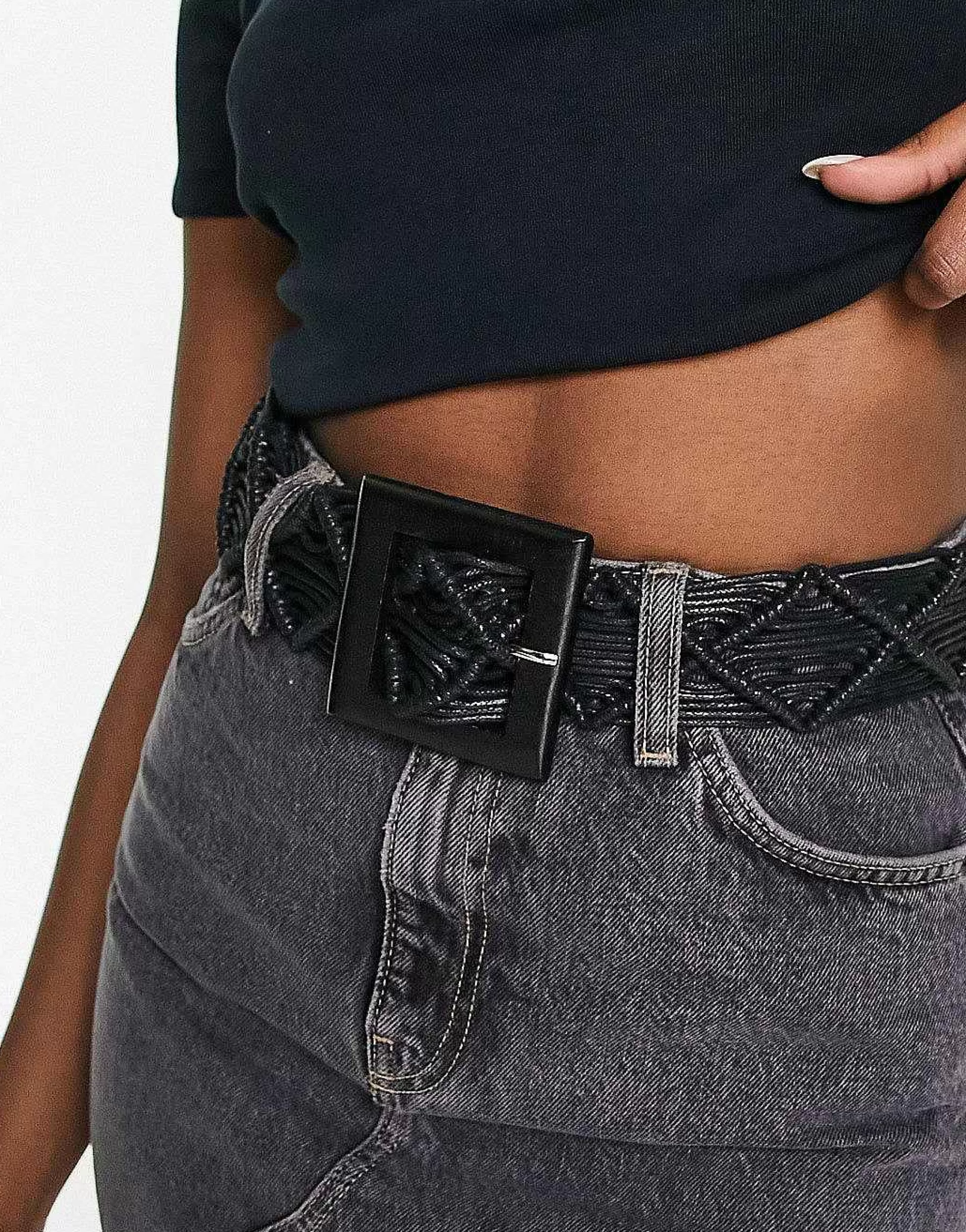 Women My Accessories London Woven Rattan Crochet Belt In